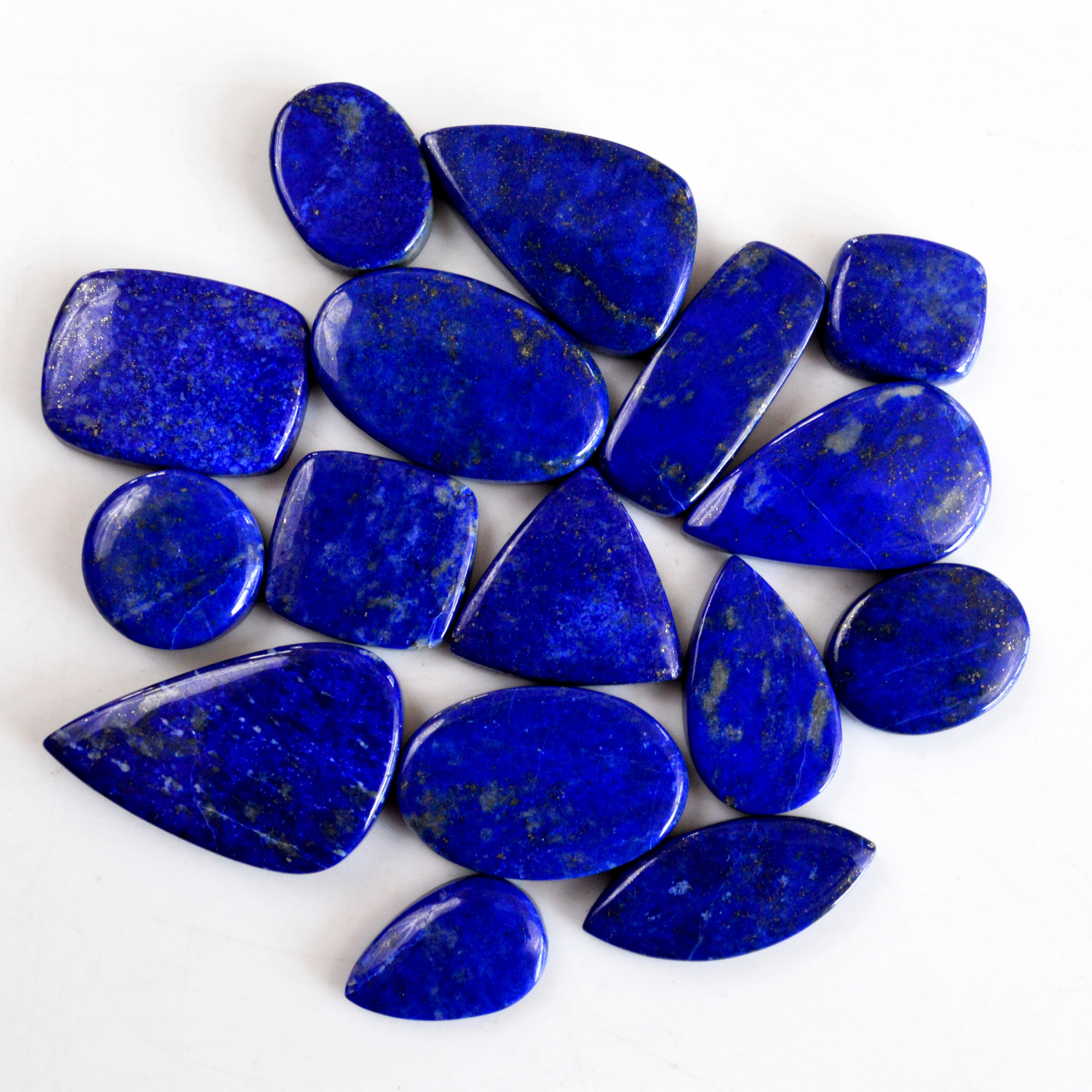 16 Pcs 268 Cts Natural Lapis Lazuli Cabochon Gemstone Lot For Jewelry Making 17x10-30x19mm14079