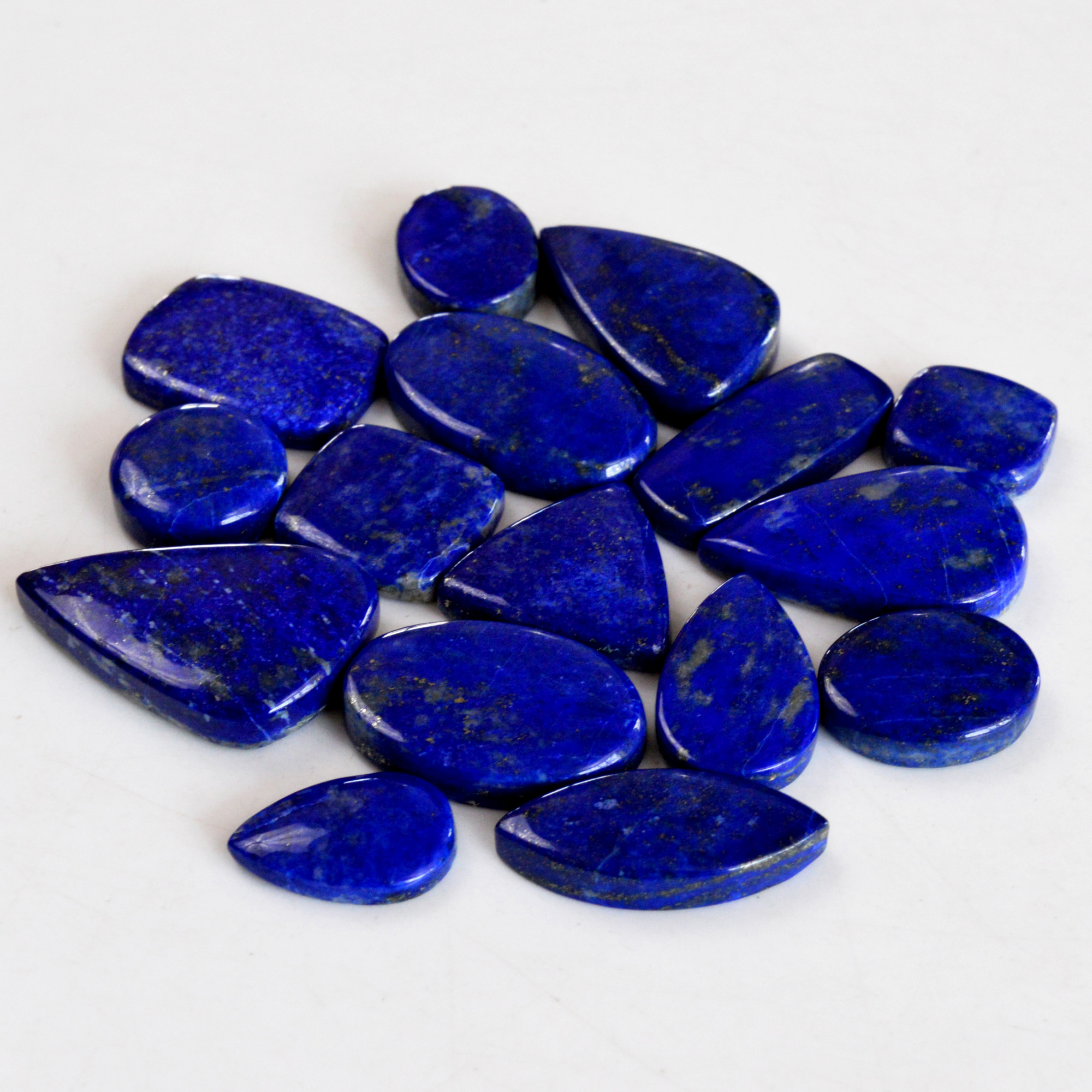 16 Pcs 268 Cts Natural Lapis Lazuli Cabochon Gemstone Lot For Jewelry Making 17x10-30x19mm14079