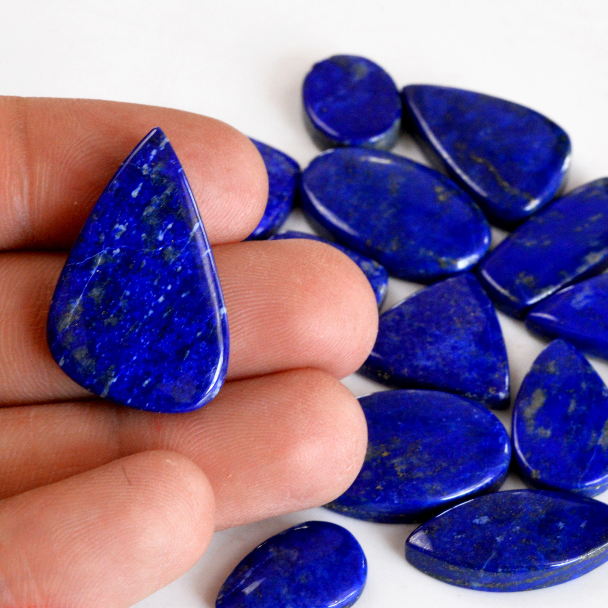 16 Pcs 268 Cts Natural Lapis Lazuli Cabochon Gemstone Lot For Jewelry Making 17x10-30x19mm14079