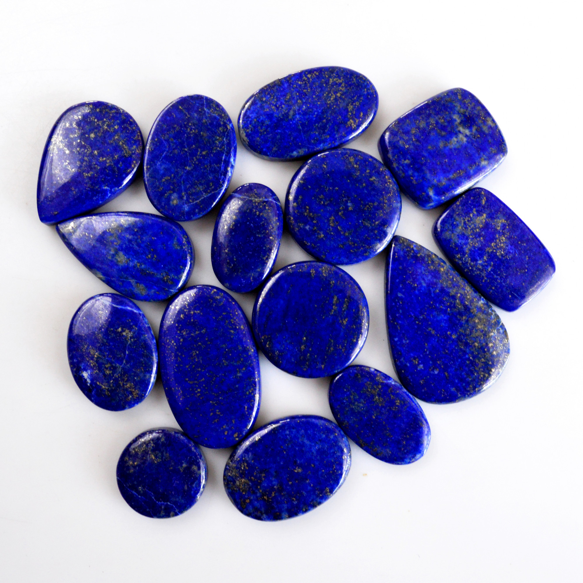 15 Pcs 351 Cts Natural Lapis Lazuli Cabochon Gemstone Lot For Jewelry Making 20x12-33x22mm14080