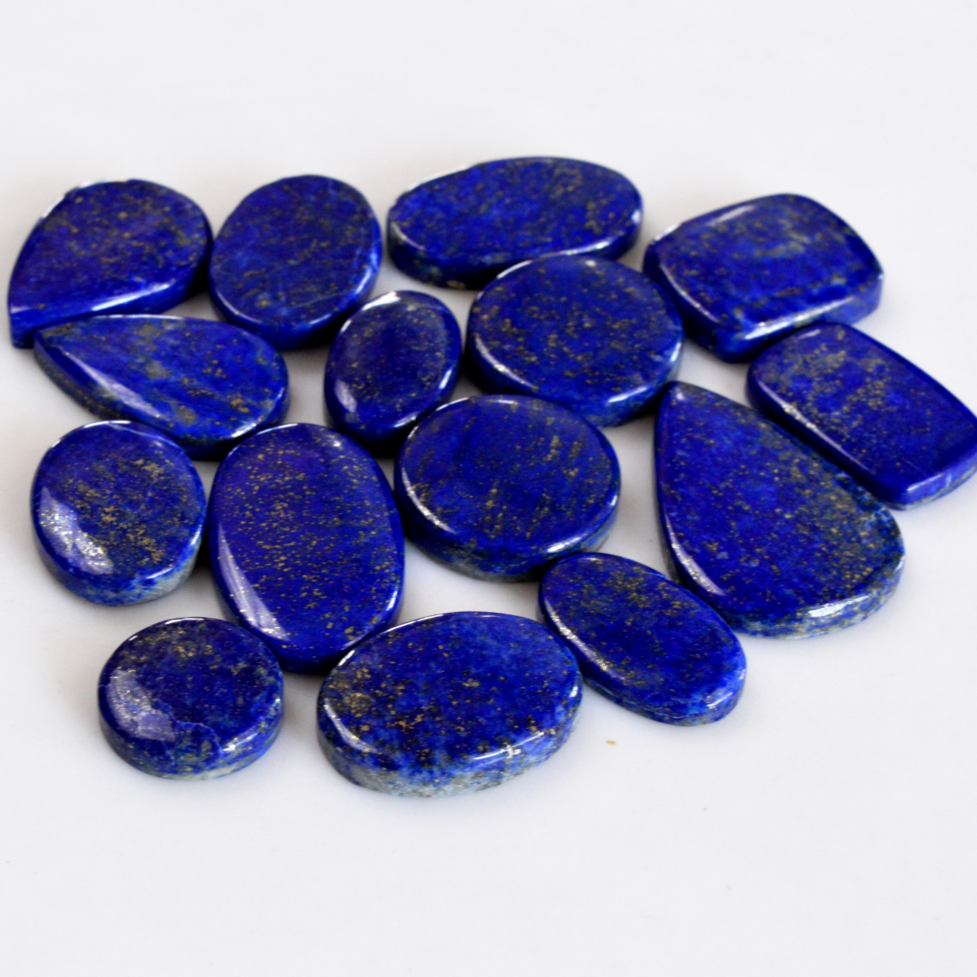 15 Pcs 351 Cts Natural Lapis Lazuli Cabochon Gemstone Lot For Jewelry Making 20x12-33x22mm14080