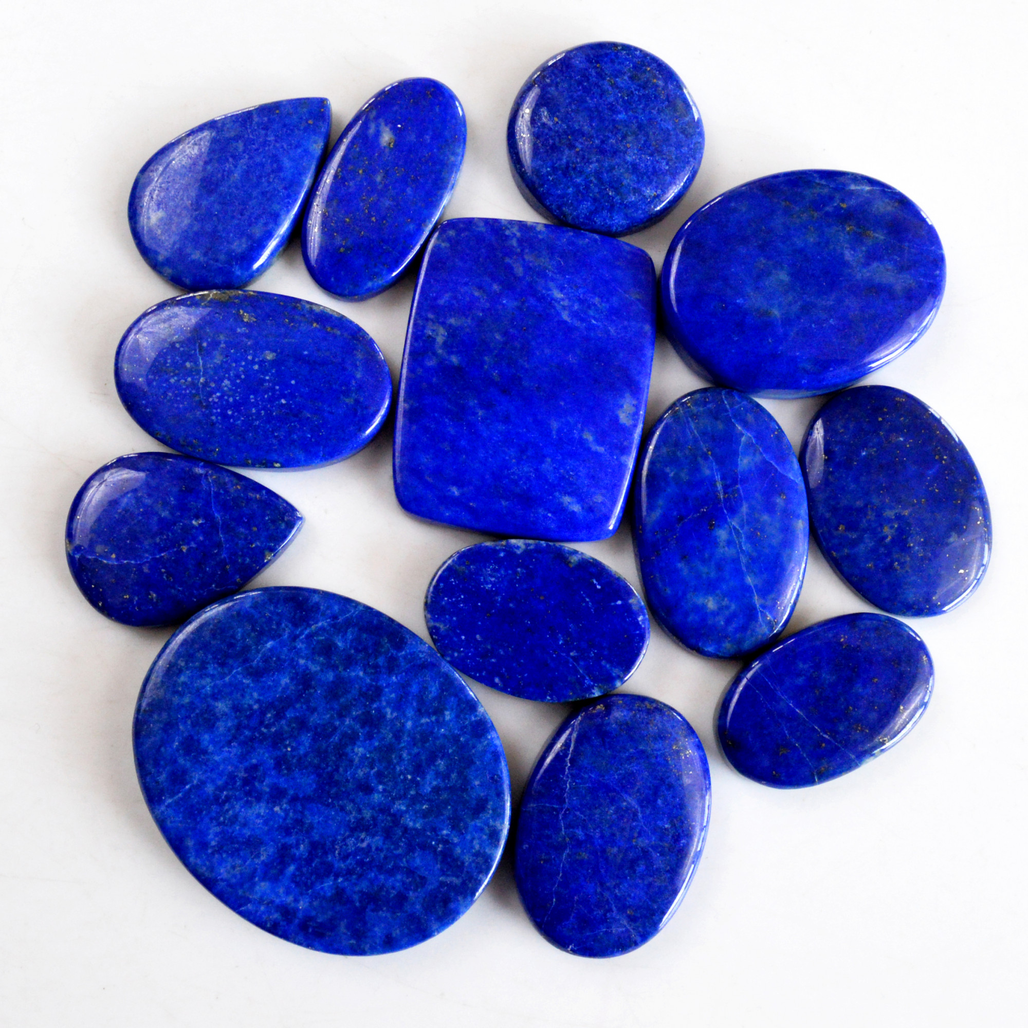 13 Pcs 370 Cts Natural Lapis Lazuli Cabochon Gemstone Lot For Jewelry Making 22x13-37x30mm14081