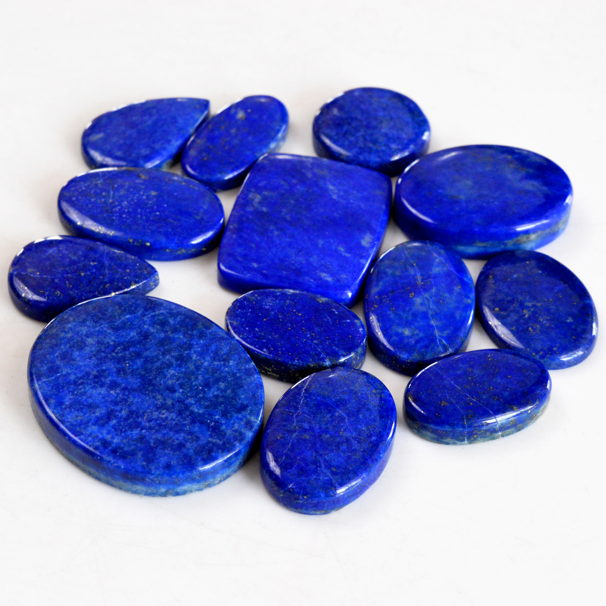 13 Pcs 370 Cts Natural Lapis Lazuli Cabochon Gemstone Lot For Jewelry Making 22x13-37x30mm14081