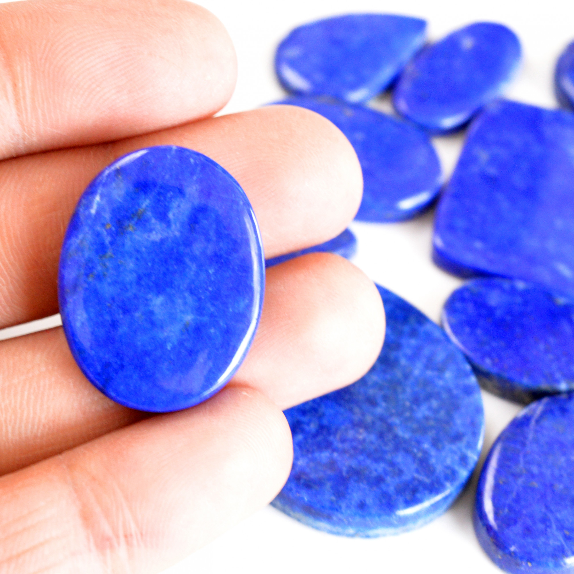 13 Pcs 370 Cts Natural Lapis Lazuli Cabochon Gemstone Lot For Jewelry Making 22x13-37x30mm14081