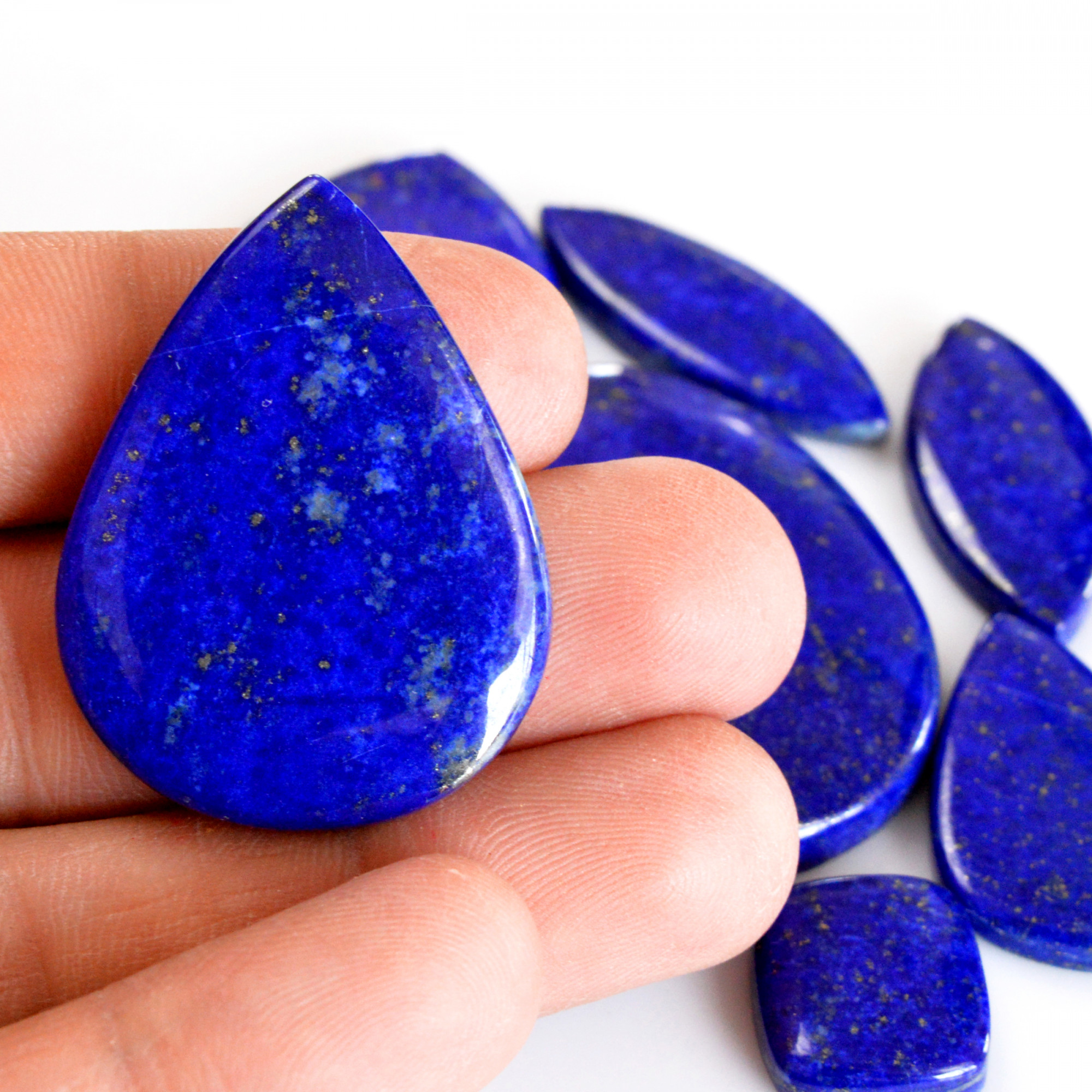 11 Pcs 361 Cts Natural Lapis Lazuli Cabochon Gemstone Lot For Jewelry Making 15x13-45x32mm14082