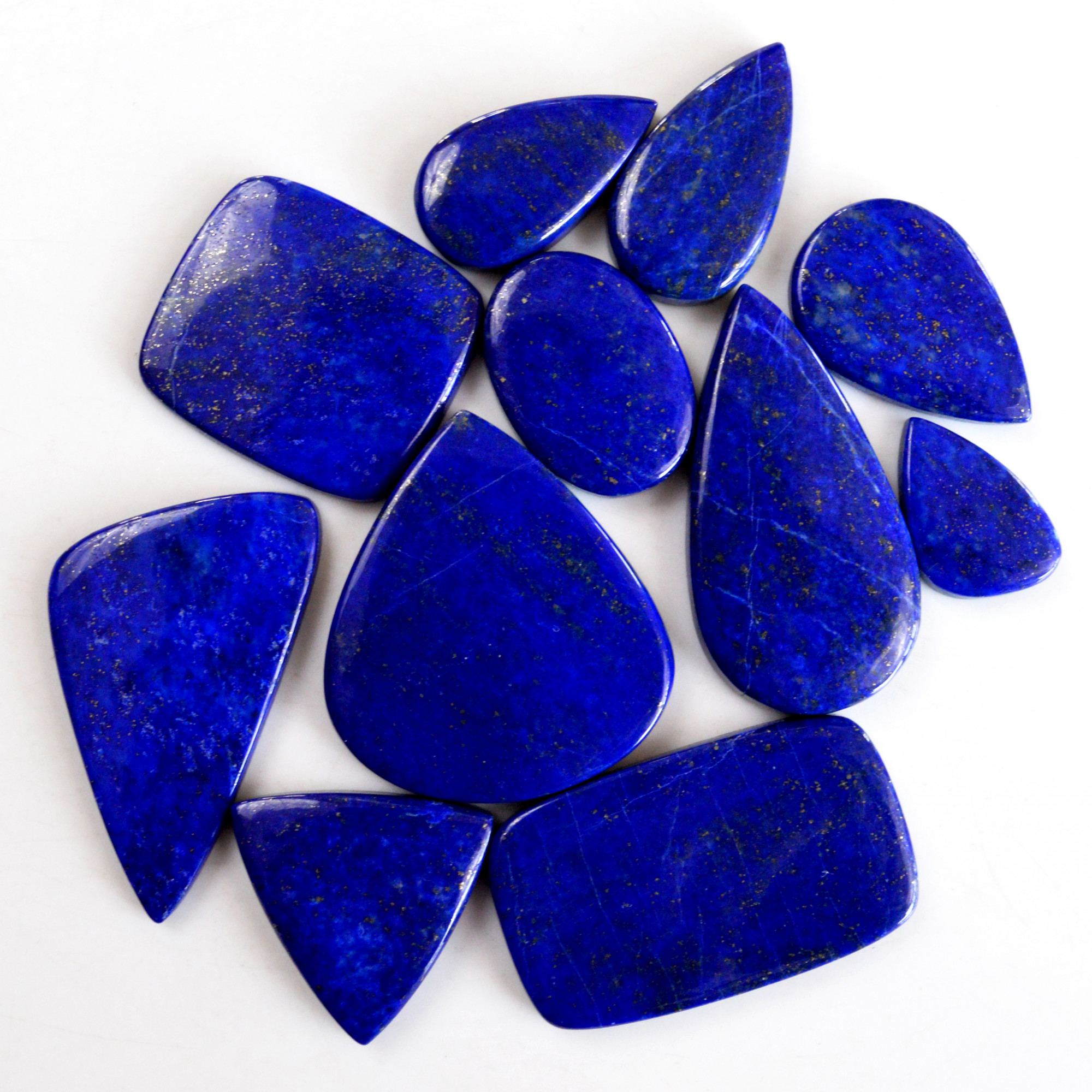 11 Pcs 360 Cts Natural Lapis Lazuli Cabochon Gemstone Lot For Jewelry Making 19x13-36x32mm14083