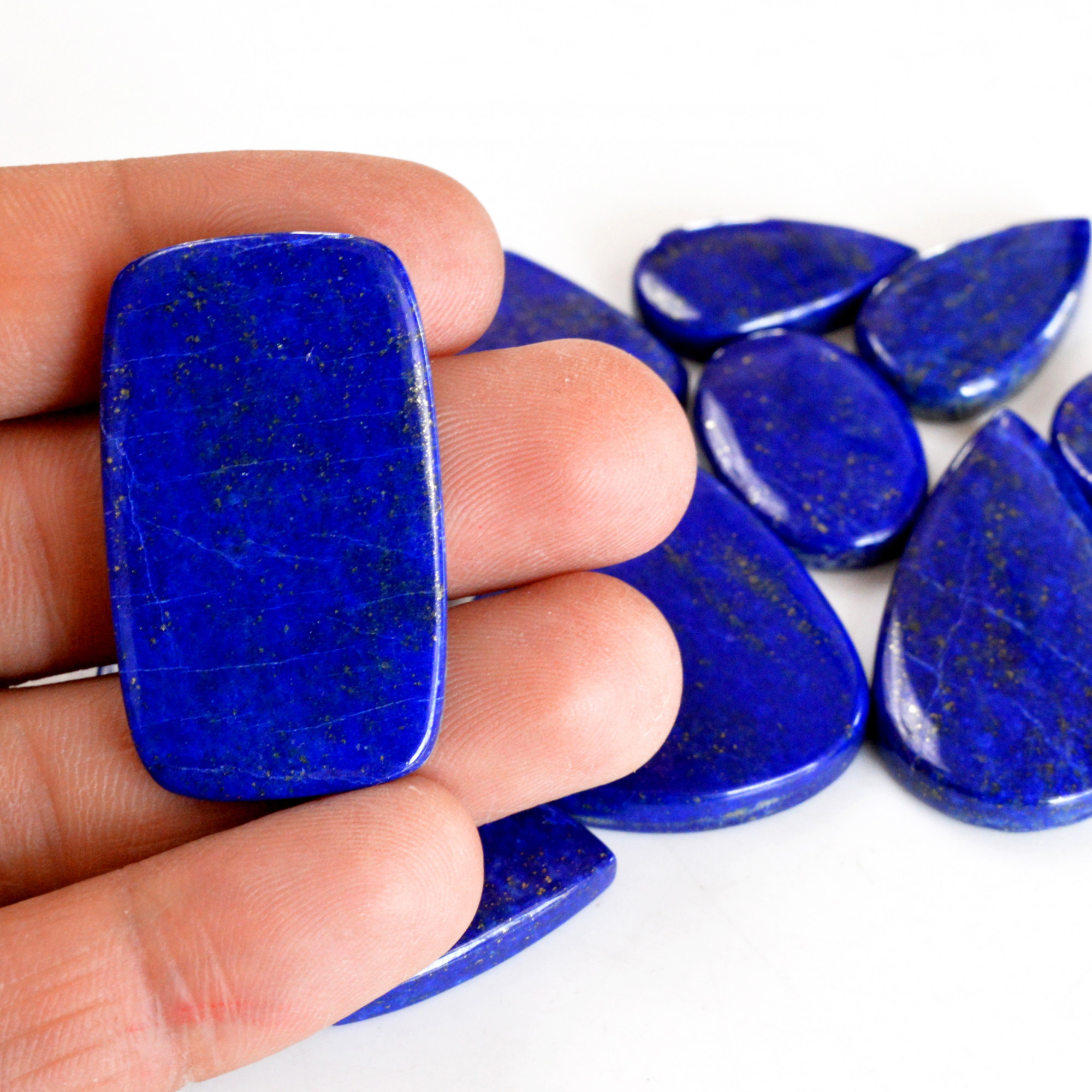 11 Pcs 360 Cts Natural Lapis Lazuli Cabochon Gemstone Lot For Jewelry Making 19x13-36x32mm14083