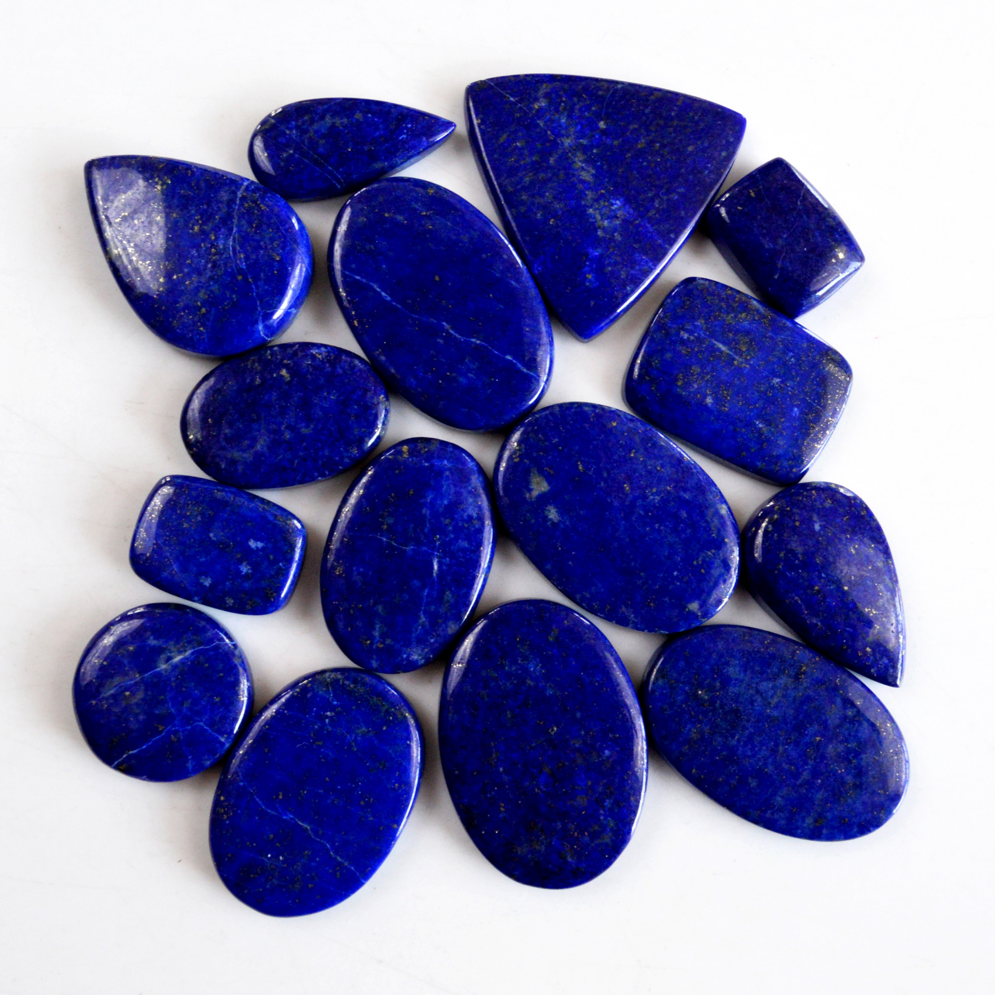 14 Pcs 311 Cts Natural Lapis Lazuli Cabochon Gemstone Lot For Jewelry Making 21x14-36x15mm14084