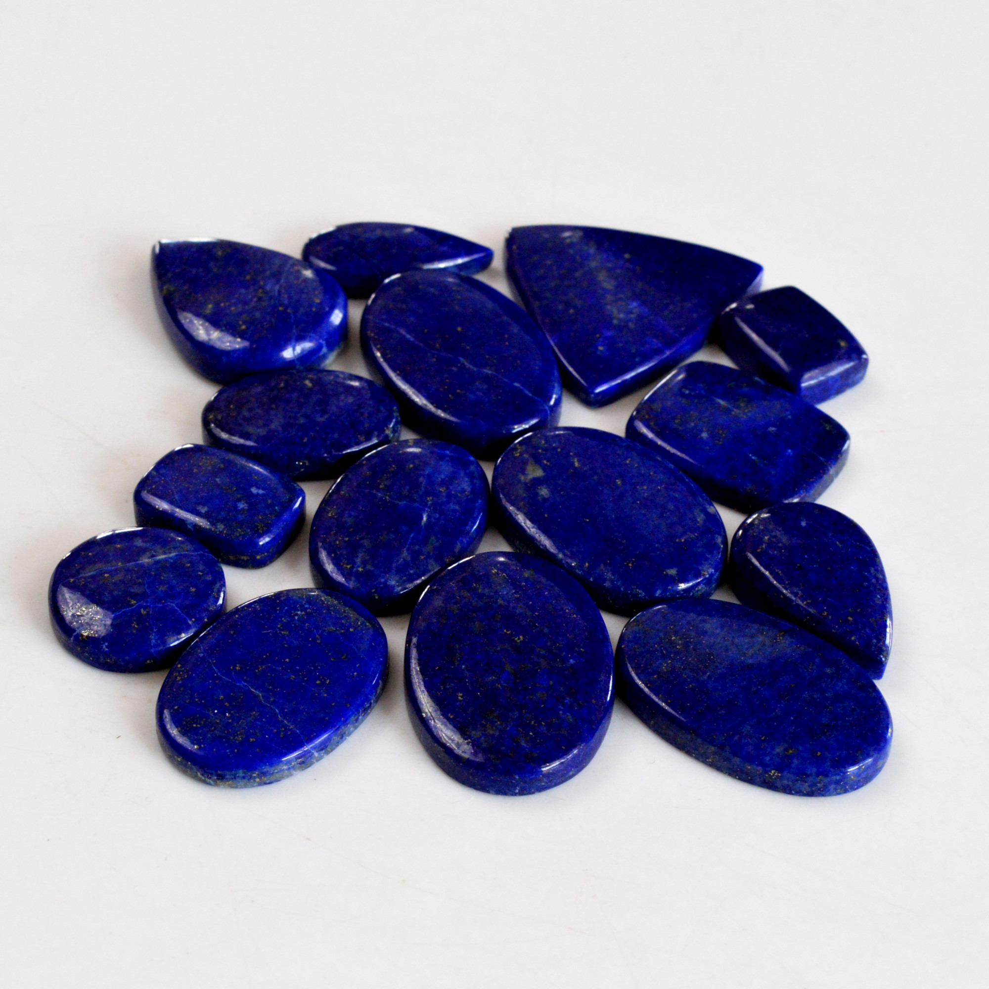 14 Pcs 311 Cts Natural Lapis Lazuli Cabochon Gemstone Lot For Jewelry Making 21x14-36x15mm14084