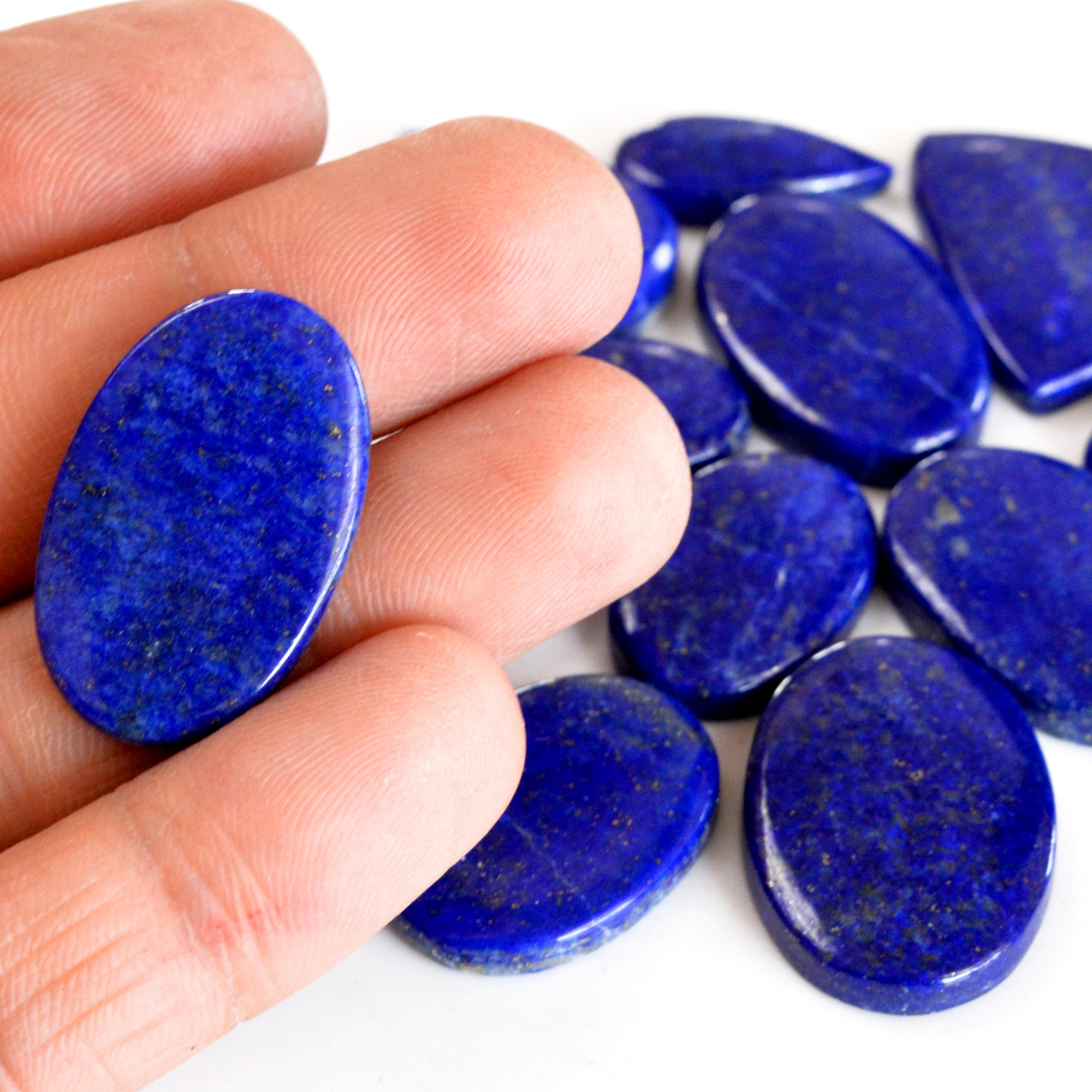 14 Pcs 311 Cts Natural Lapis Lazuli Cabochon Gemstone Lot For Jewelry Making 21x14-36x15mm14084