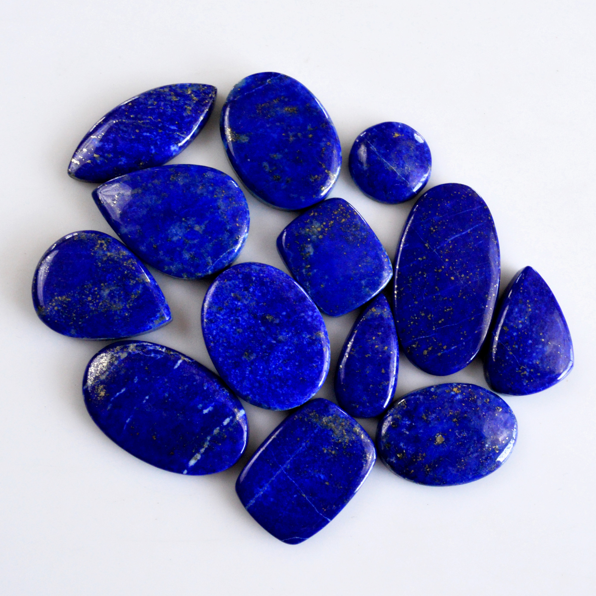 13 Pcs 262 Cts Natural Lapis Lazuli Cabochon Gemstone Lot For Jewelry Making 20x9-32x17mm14086