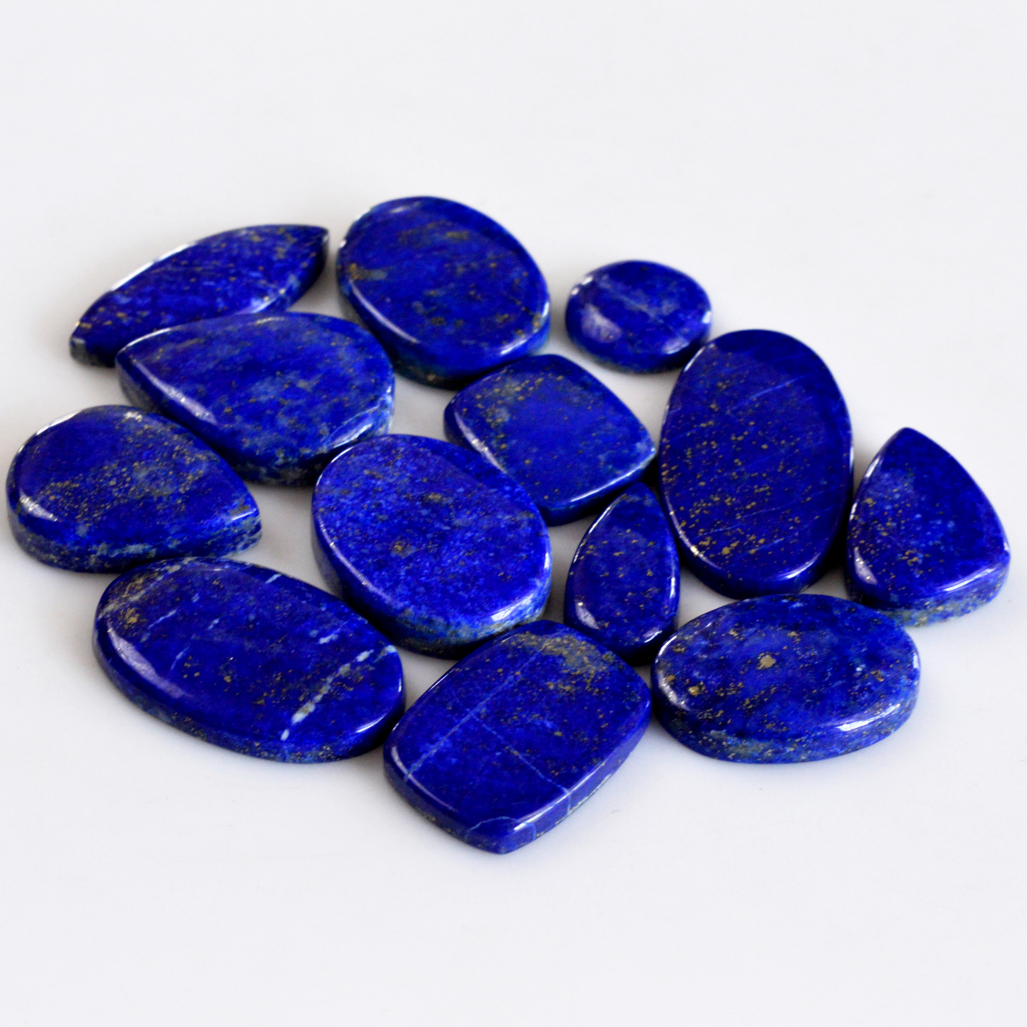 13 Pcs 262 Cts Natural Lapis Lazuli Cabochon Gemstone Lot For Jewelry Making 20x9-32x17mm14086