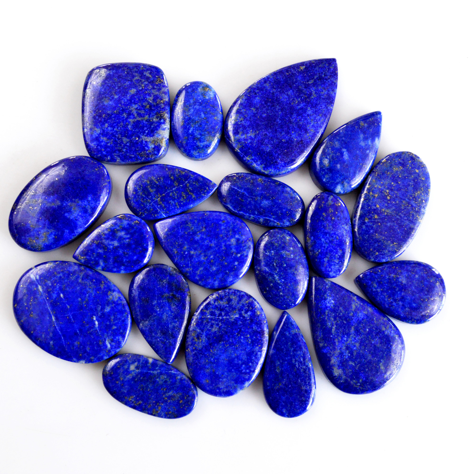 19 Pcs 288 Cts Natural Lapis Lazuli Cabochon Gemstone Lot For Jewelry Making 16x10-31x19mm14088