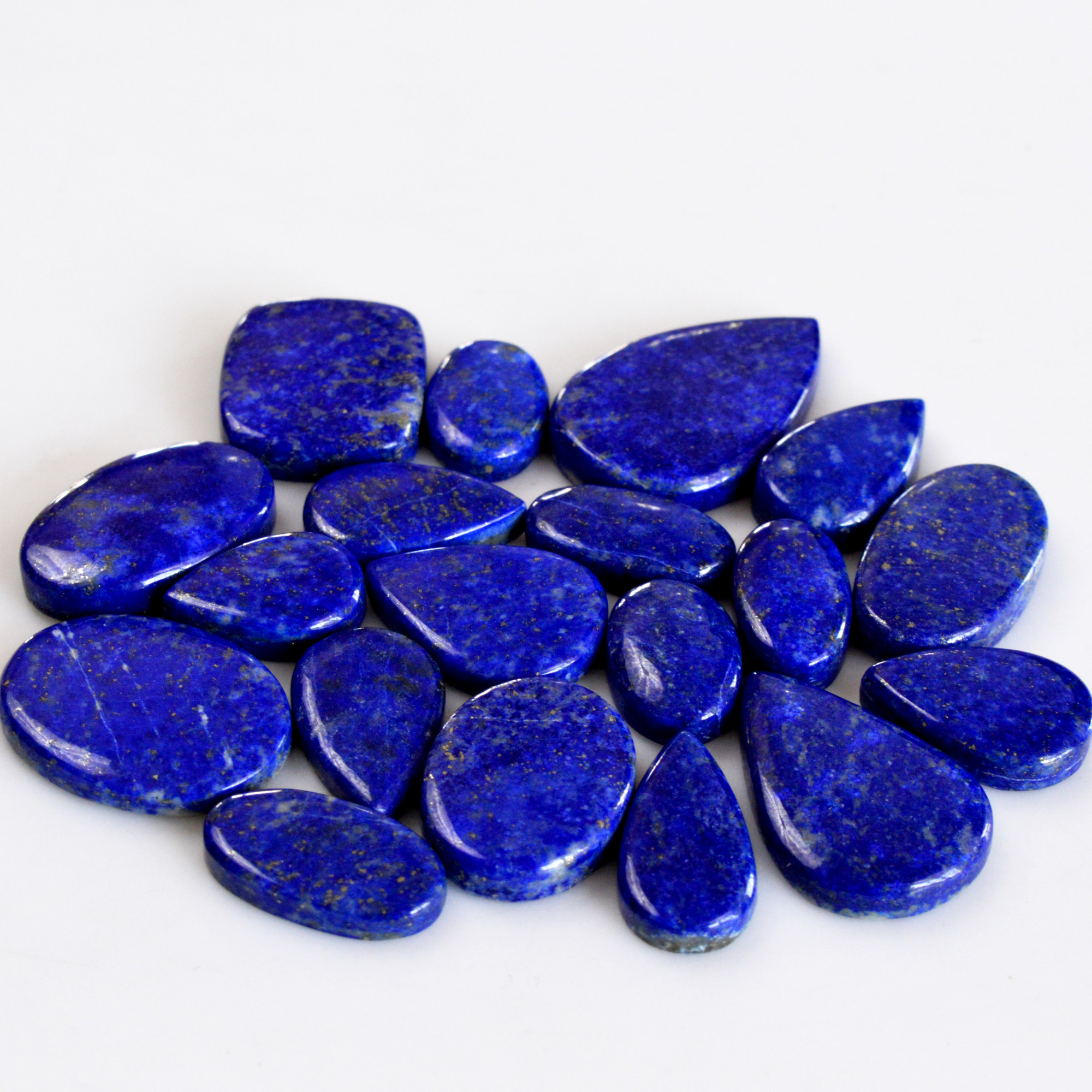 19 Pcs 288 Cts Natural Lapis Lazuli Cabochon Gemstone Lot For Jewelry Making 16x10-31x19mm14088