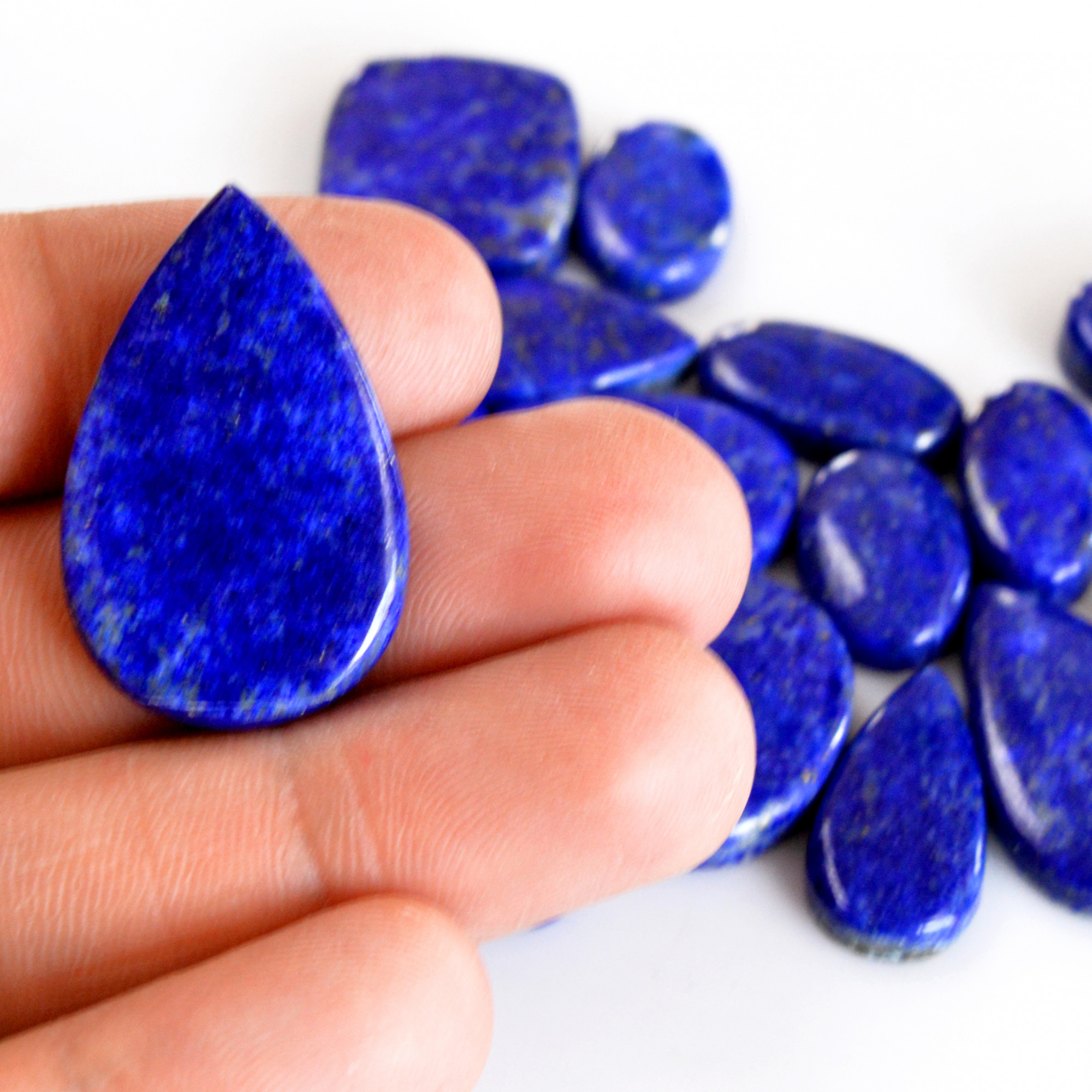 19 Pcs 288 Cts Natural Lapis Lazuli Cabochon Gemstone Lot For Jewelry Making 16x10-31x19mm14088