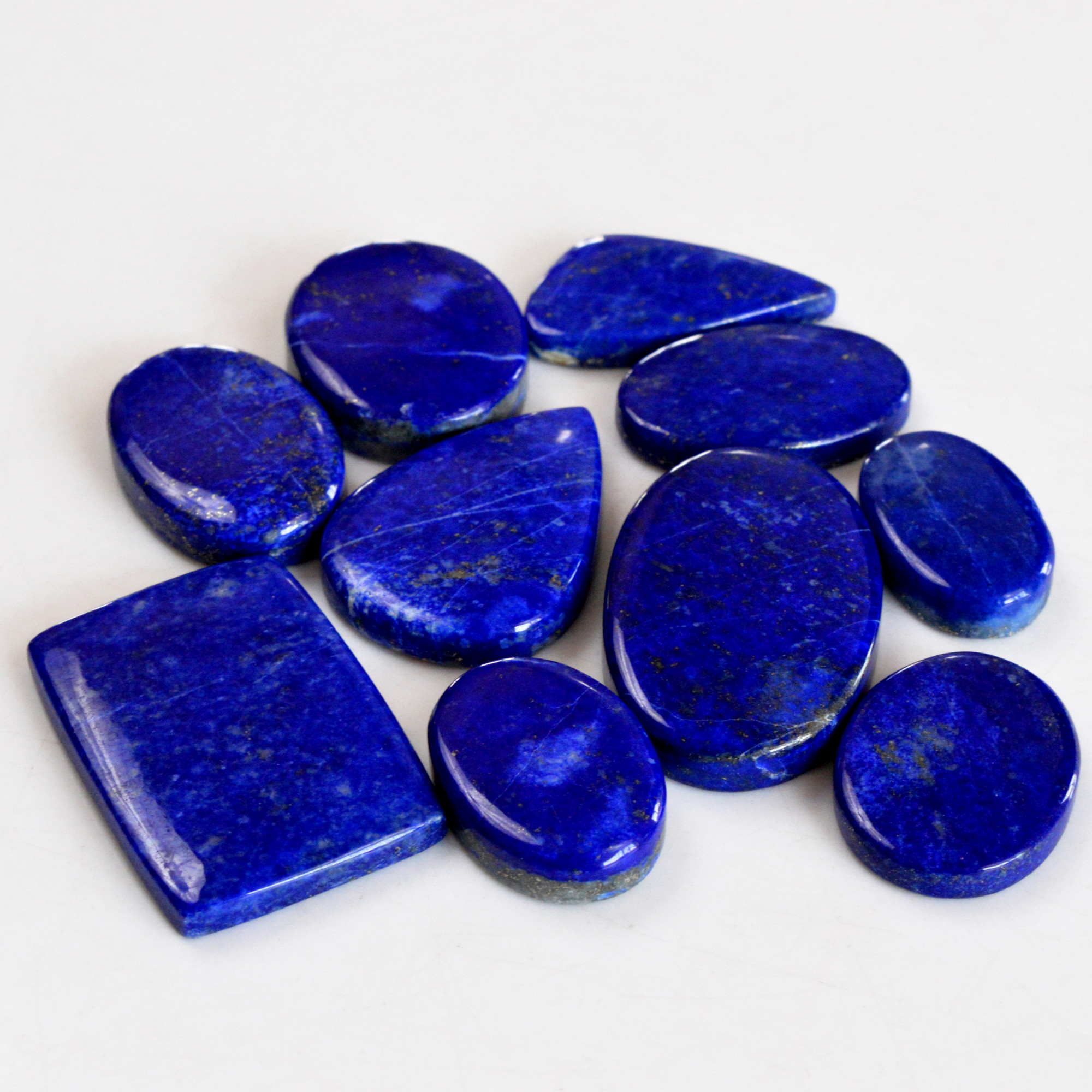 10 Pcs 355 Cts Natural Lapis Lazuli Cabochon Gemstone Lot For Jewelry Making 23x14-35x24mm14089