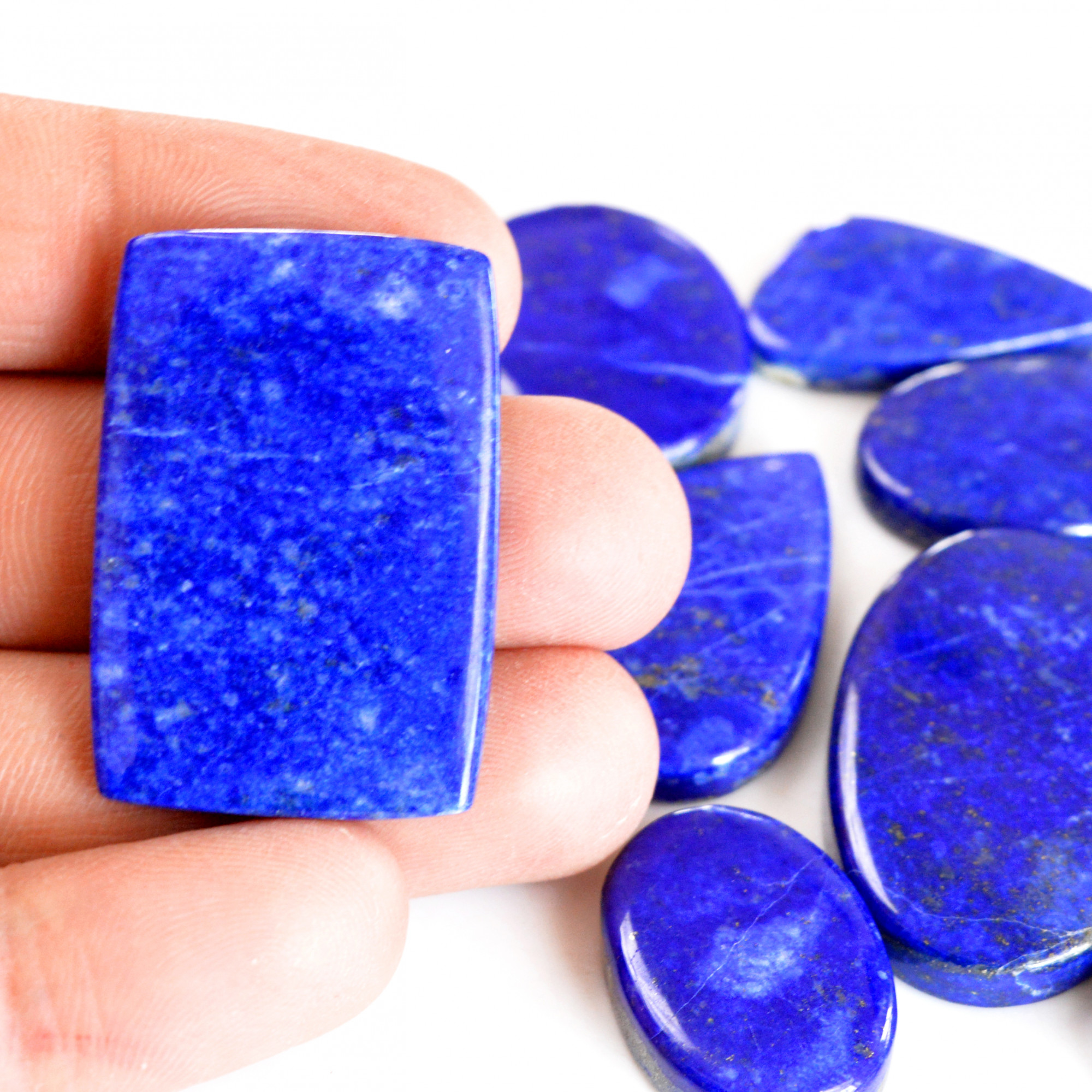 10 Pcs 355 Cts Natural Lapis Lazuli Cabochon Gemstone Lot For Jewelry Making 23x14-35x24mm14089