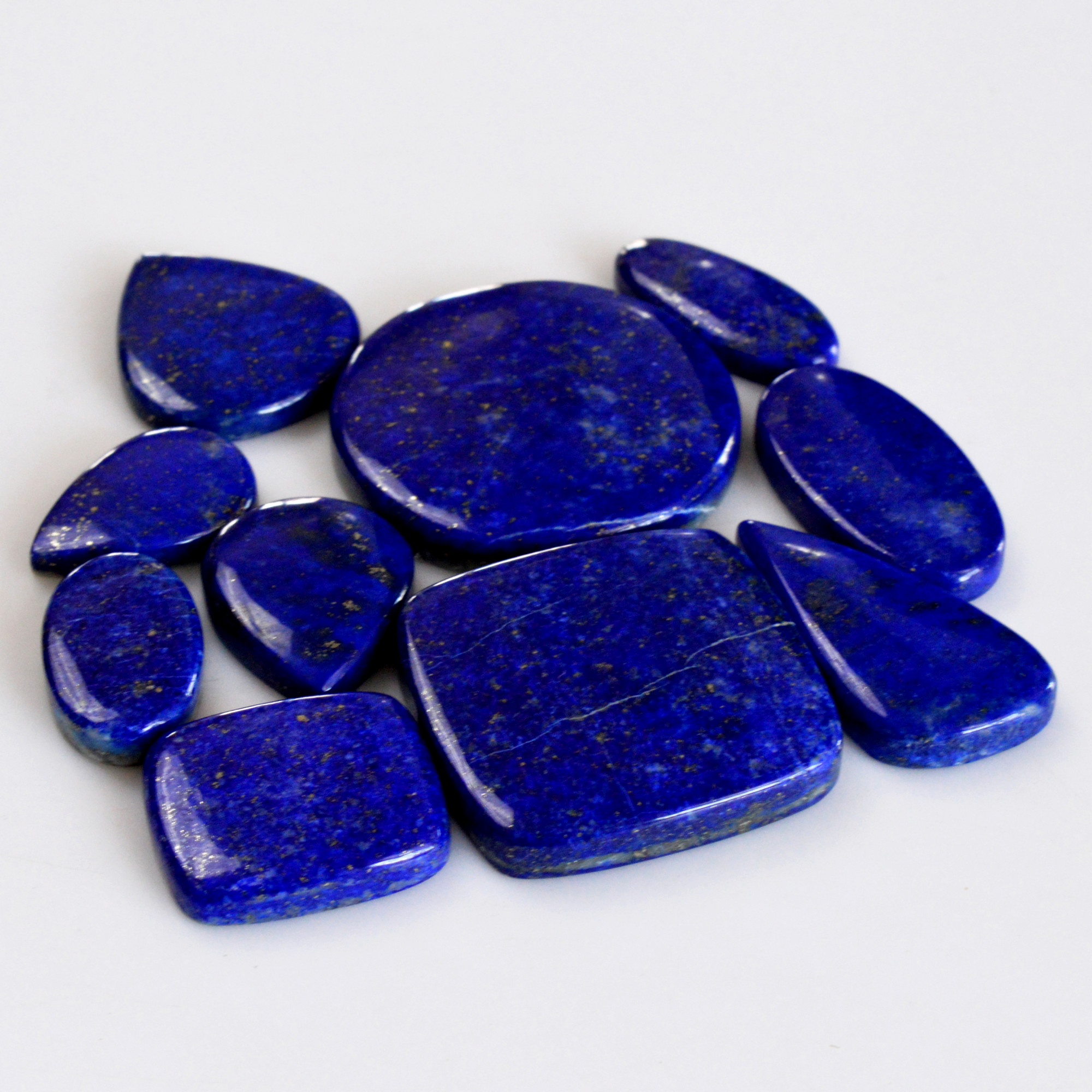 10 Pcs 369 Cts Natural Lapis Lazuli Cabochon Gemstone Lot For Jewelry Making 21x13-37x37mm14090