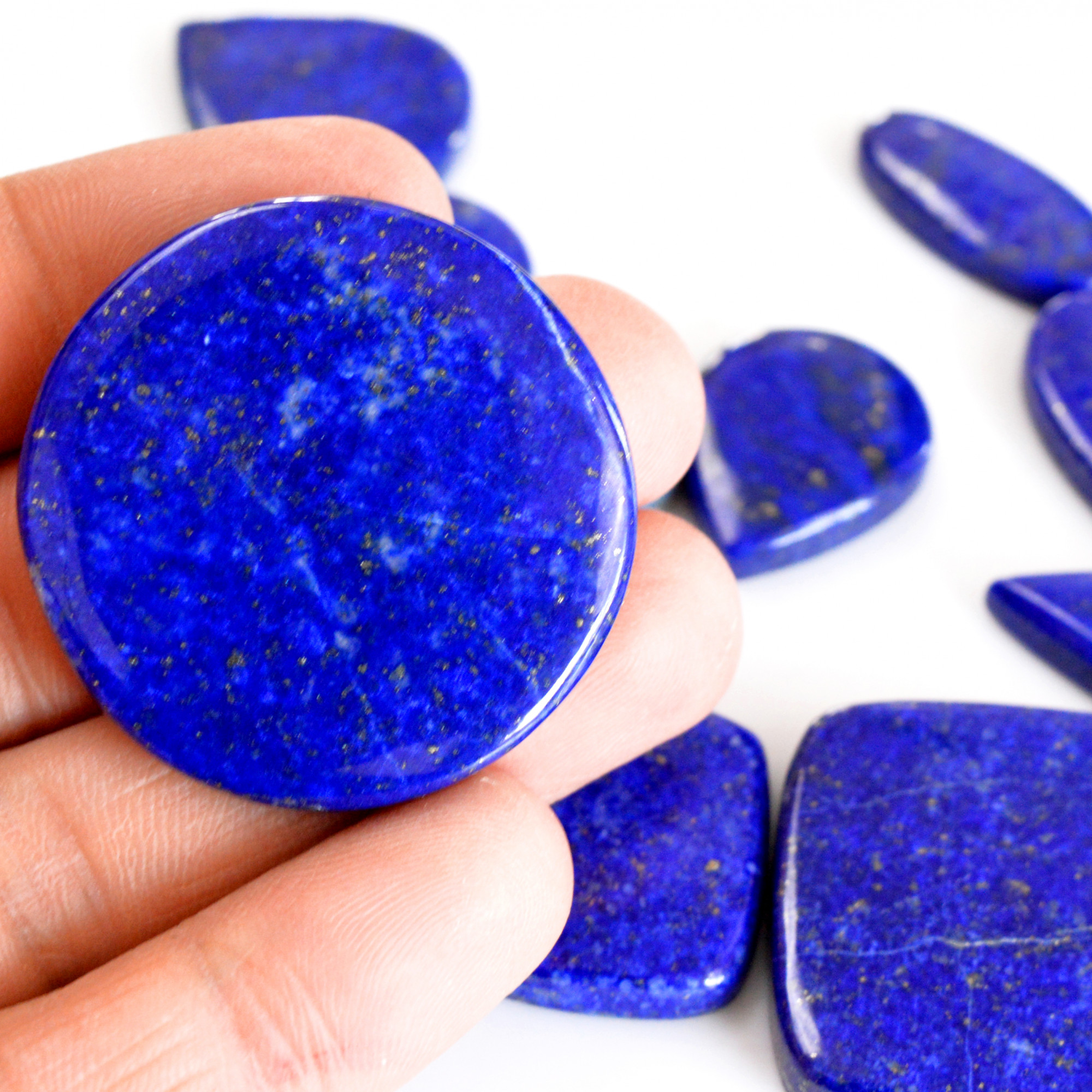 10 Pcs 369 Cts Natural Lapis Lazuli Cabochon Gemstone Lot For Jewelry Making 21x13-37x37mm14090