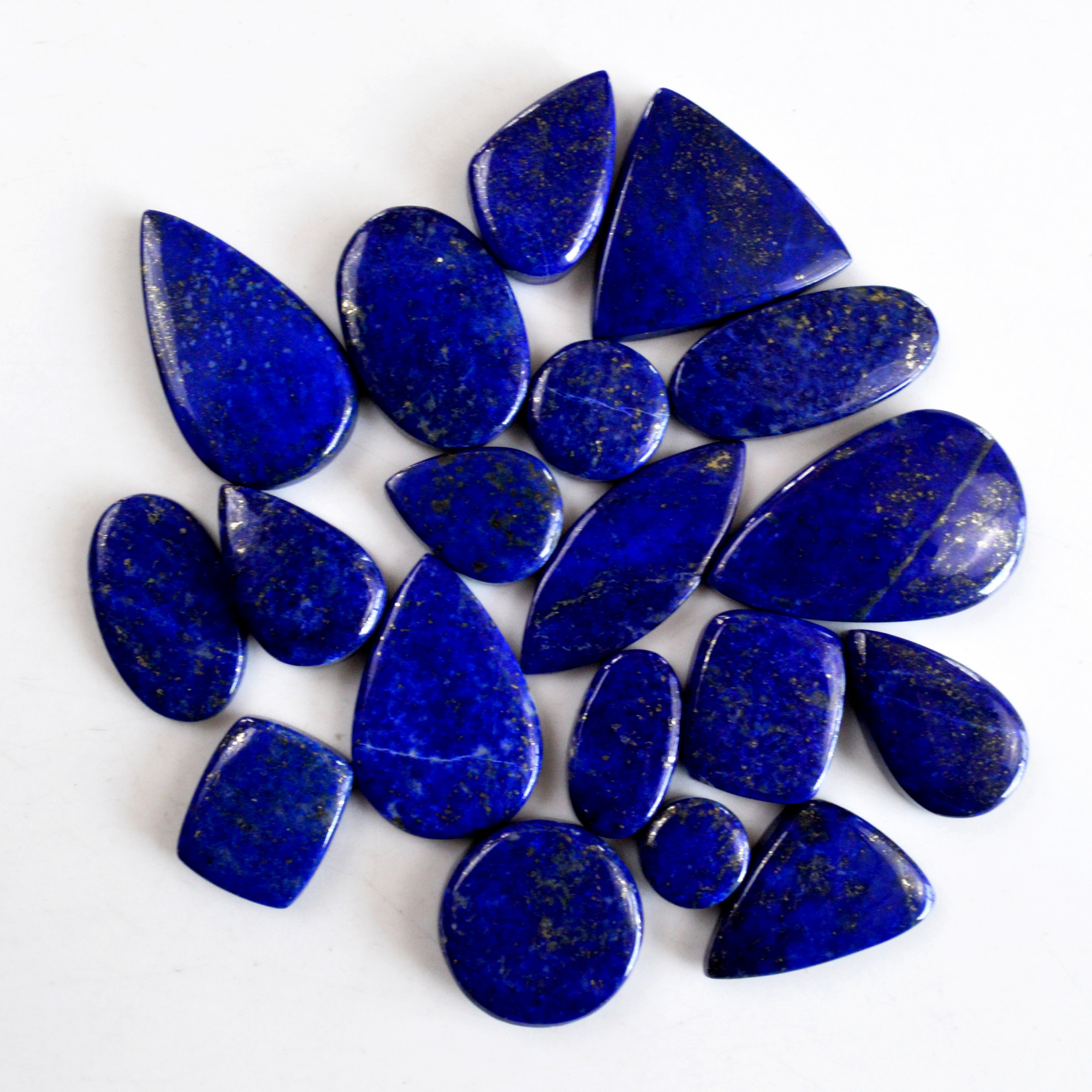 19 Pcs 350 Cts Natural Lapis Lazuli Cabochon Gemstone Lot For Jewelry Making 10x10-33x20mm14091