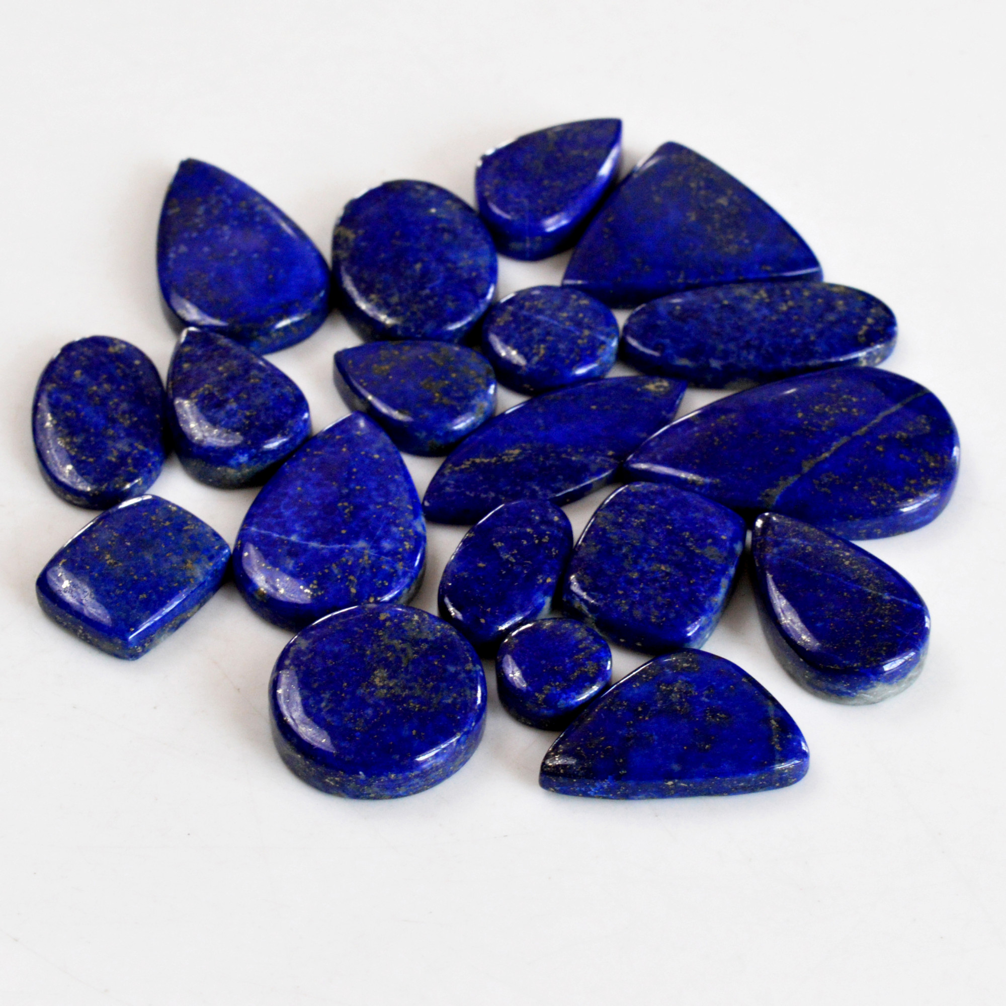 19 Pcs 350 Cts Natural Lapis Lazuli Cabochon Gemstone Lot For Jewelry Making 10x10-33x20mm14091