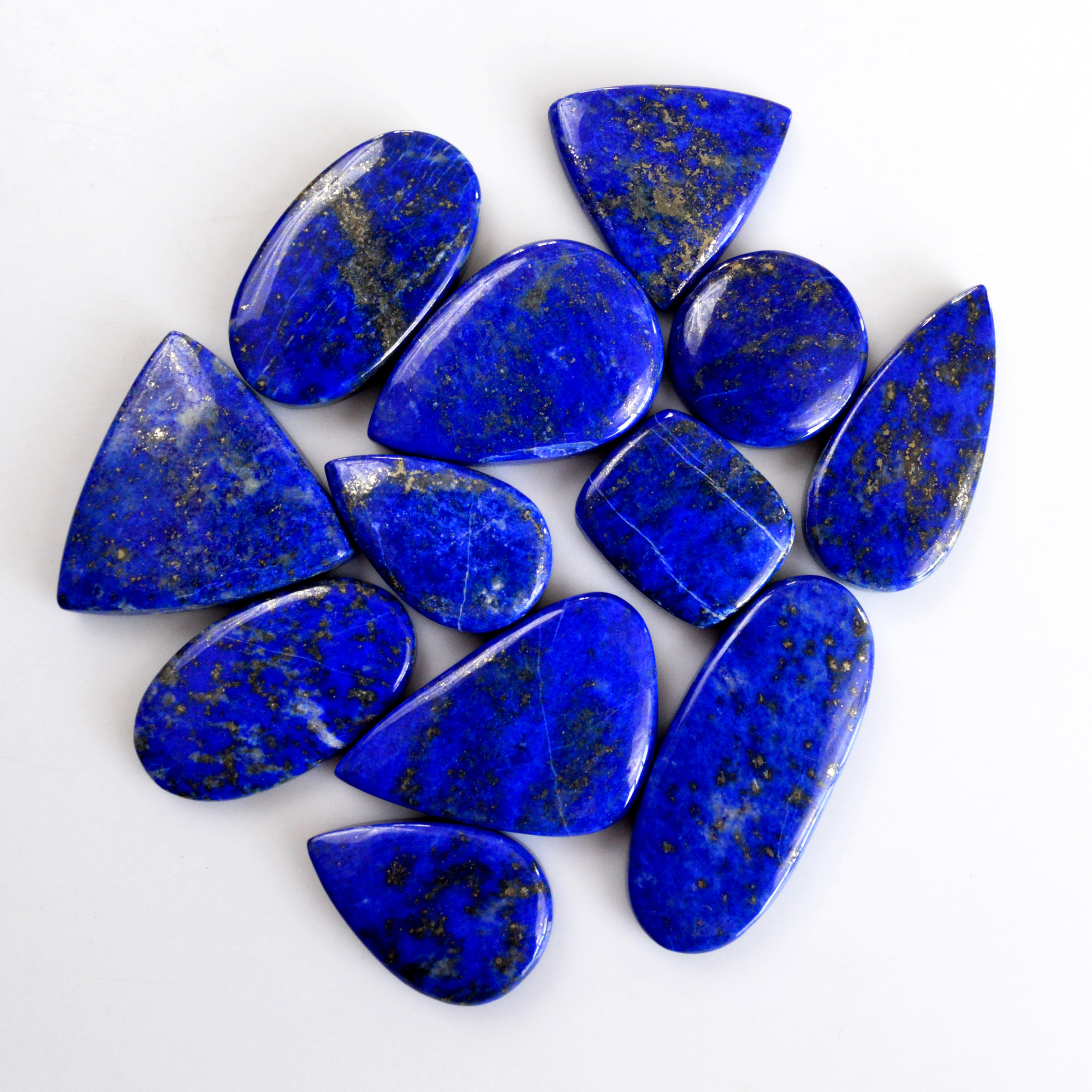 12 Pcs 364 Cts Natural Lapis Lazuli Cabochon Gemstone Lot For Jewelry Making 20x16-39x17mm14092