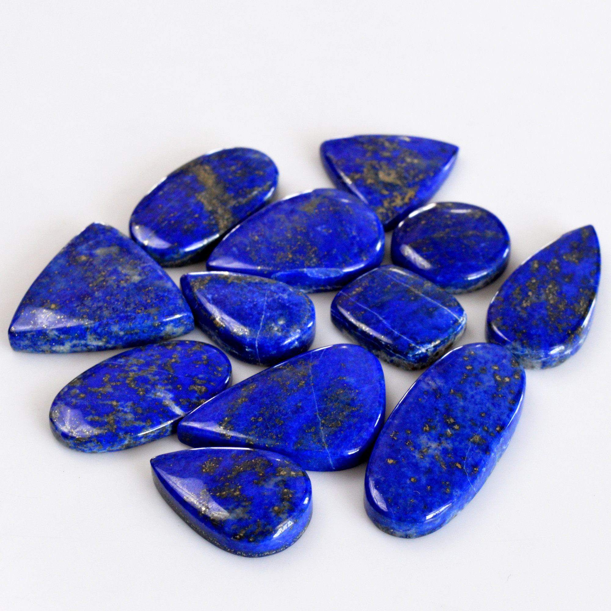 12 Pcs 364 Cts Natural Lapis Lazuli Cabochon Gemstone Lot For Jewelry Making 20x16-39x17mm14092