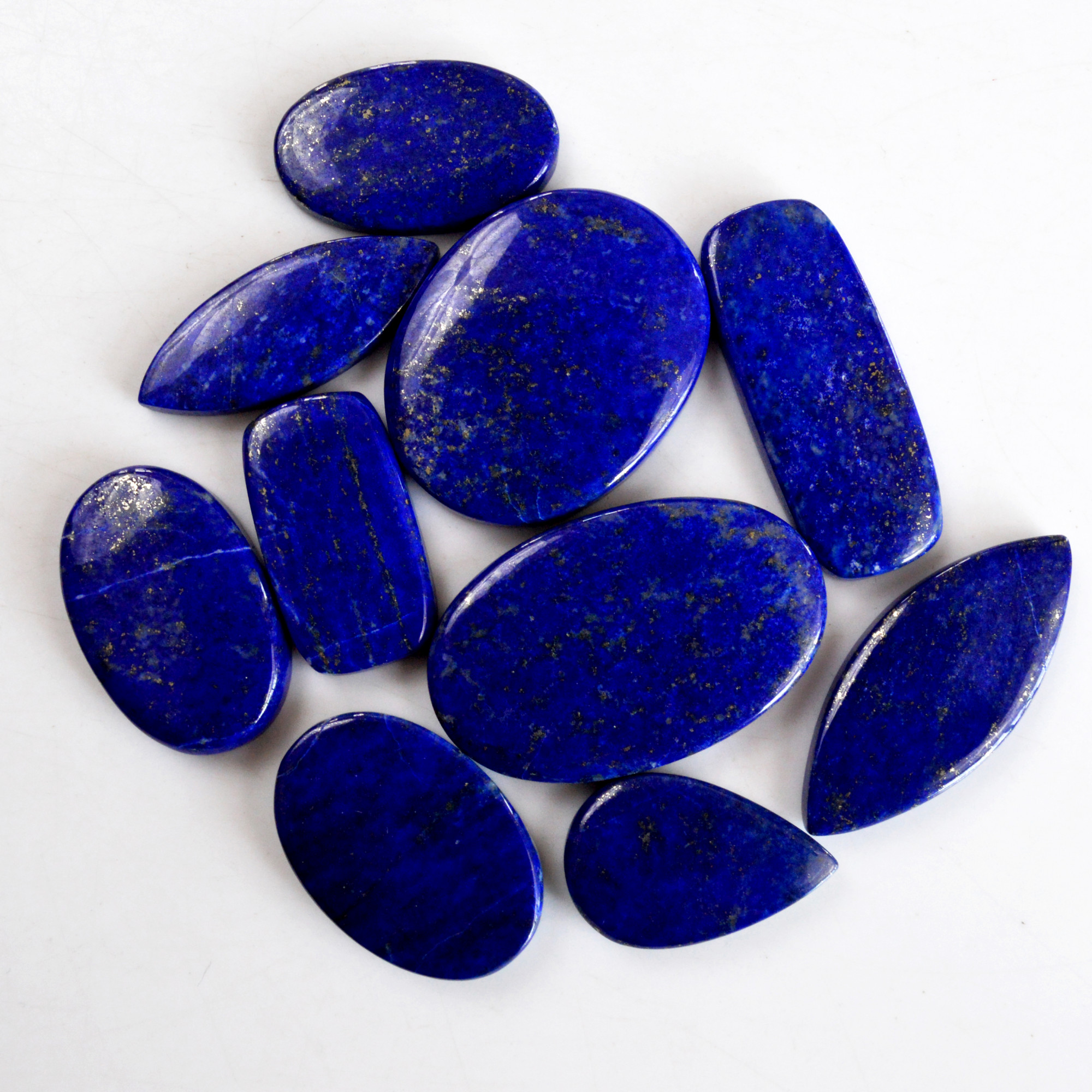 10 Pcs 289 Cts Natural Lapis Lazuli Cabochon Gemstone Lot For Jewelry Making 18x15-36x22mm14093