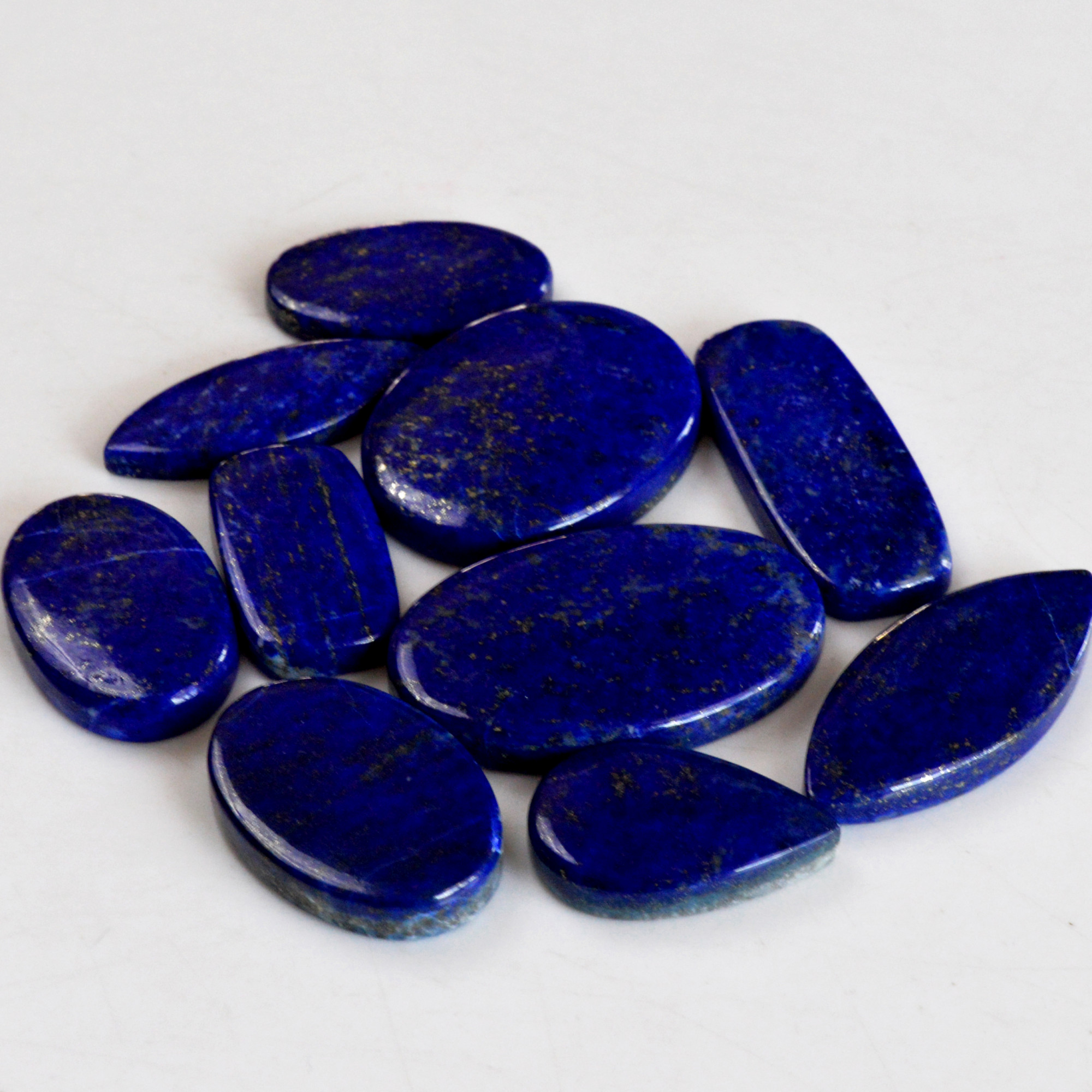 10 Pcs 289 Cts Natural Lapis Lazuli Cabochon Gemstone Lot For Jewelry Making 18x15-36x22mm14093