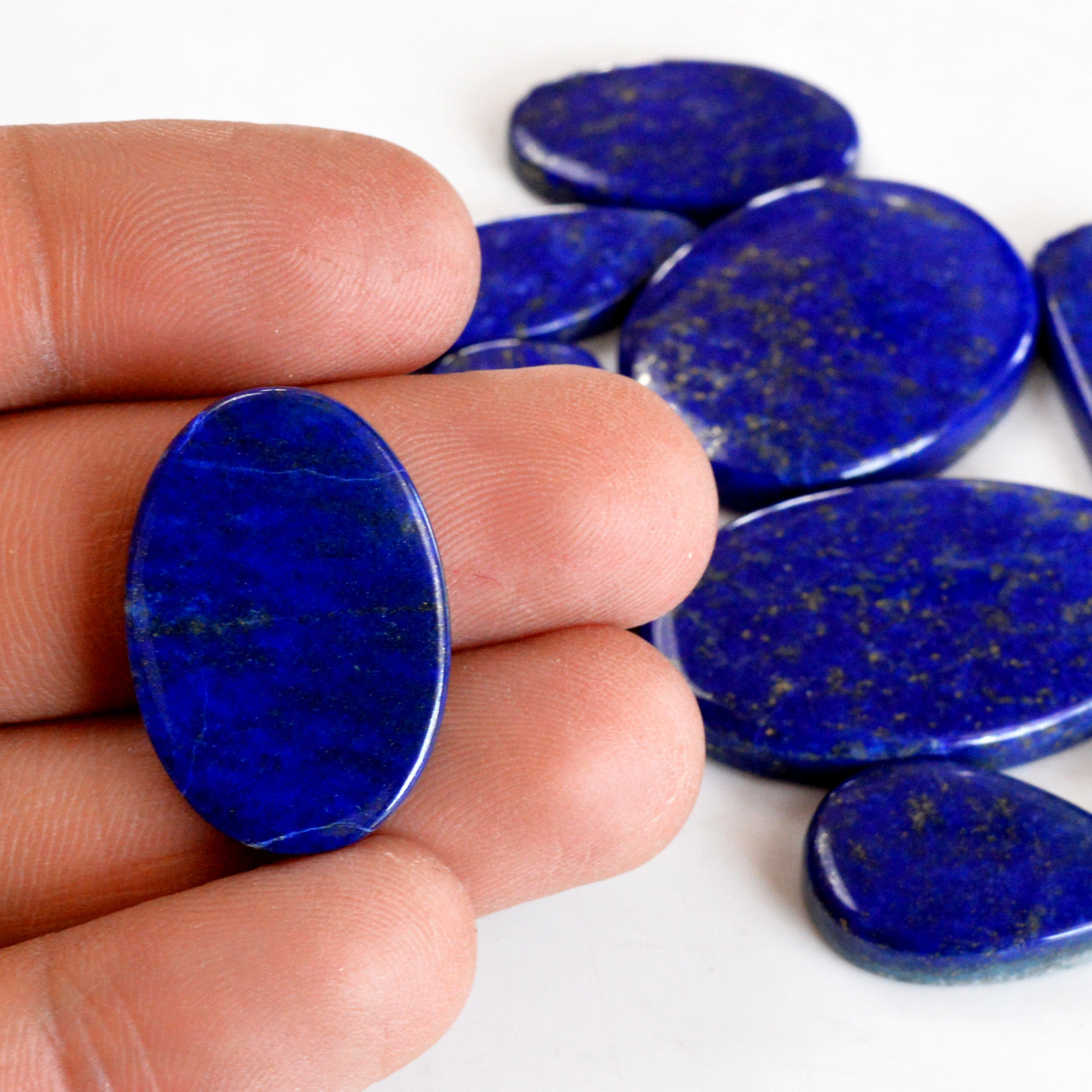 10 Pcs 289 Cts Natural Lapis Lazuli Cabochon Gemstone Lot For Jewelry Making 18x15-36x22mm14093