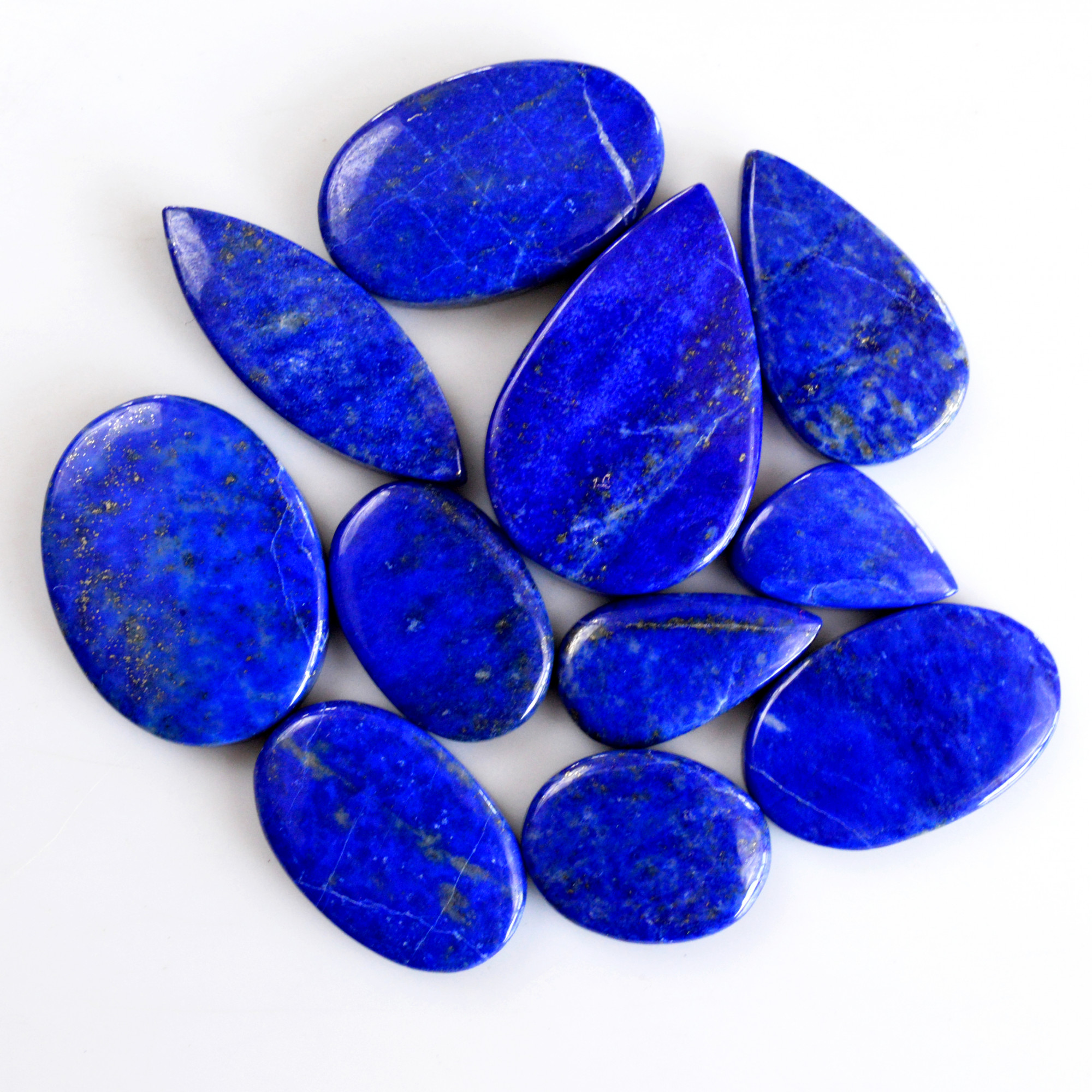 11 Pcs 291 Cts Natural Lapis Lazuli Cabochon Gemstone Lot For Jewelry Making 19x12-35x22mm14094