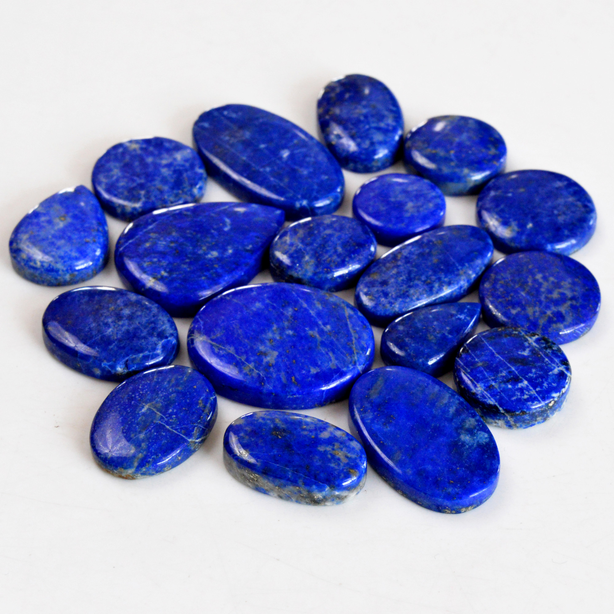 18 Pcs 389 Cts Natural Lapis Lazuli Cabochon Gemstone Lot For Jewelry Making 19x11-33x18mm14095