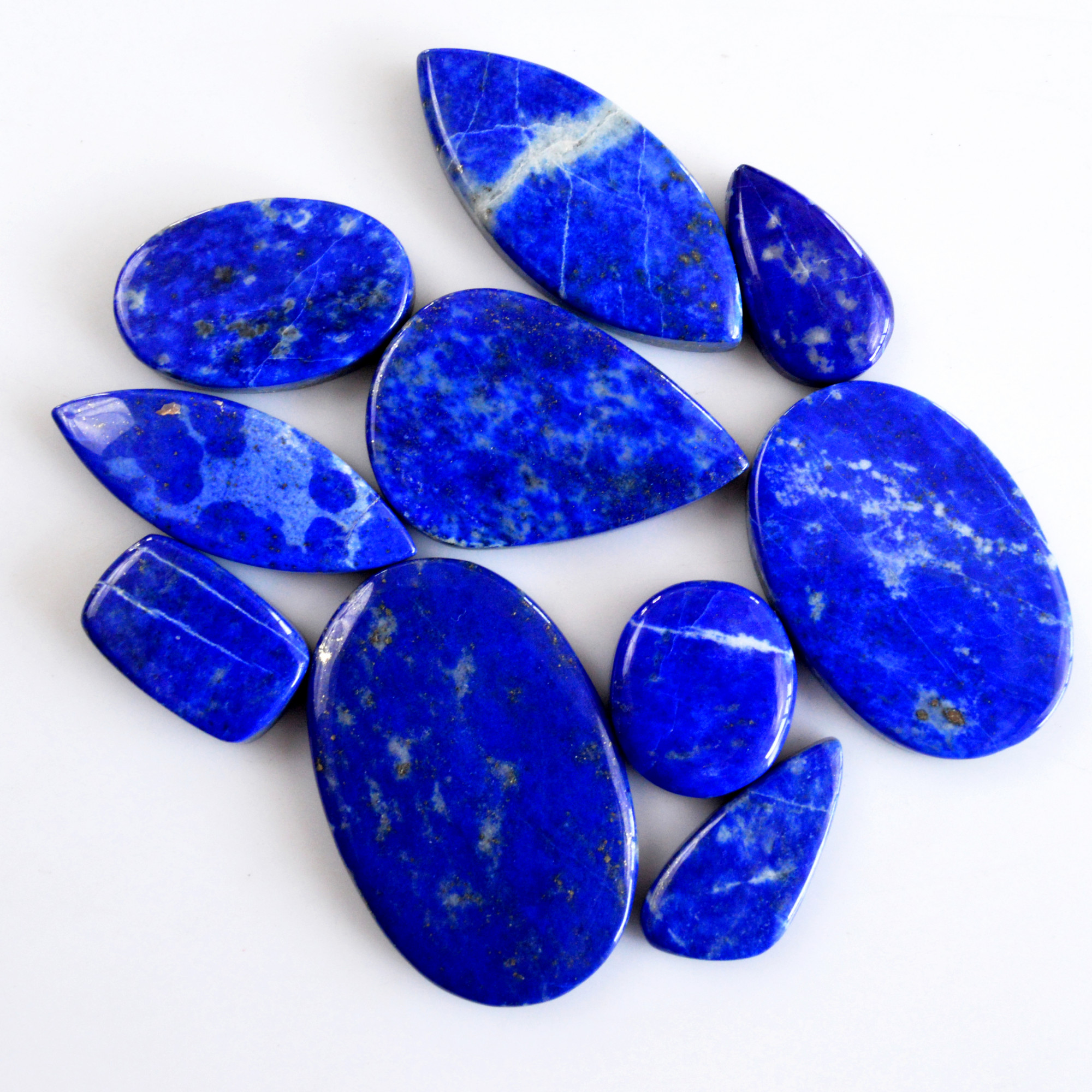 10 Pcs 270 Cts Natural Lapis Lazuli Cabochon Gemstone Lot For Jewelry Making 18x15-38x24mm14096