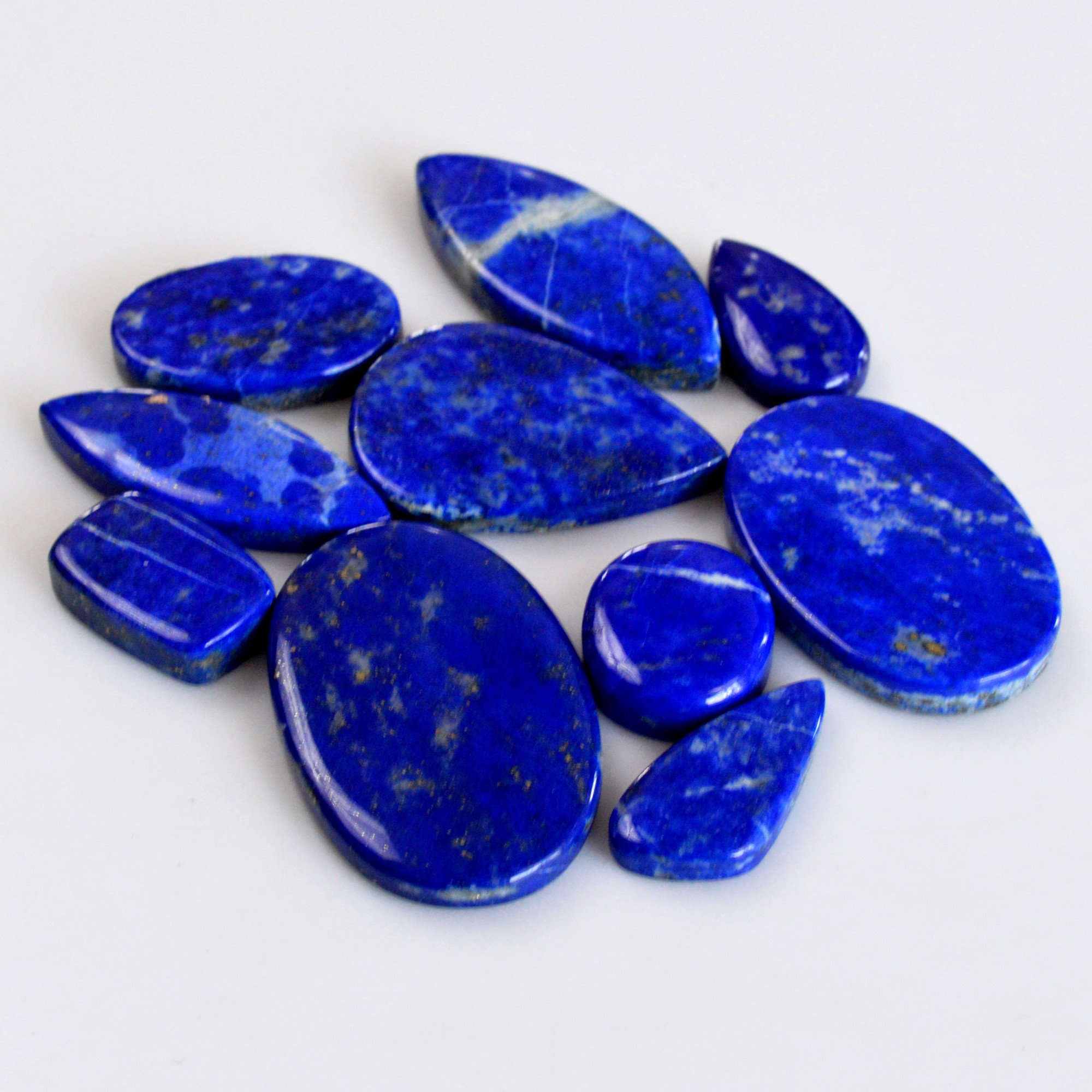 10 Pcs 270 Cts Natural Lapis Lazuli Cabochon Gemstone Lot For Jewelry Making 18x15-38x24mm14096