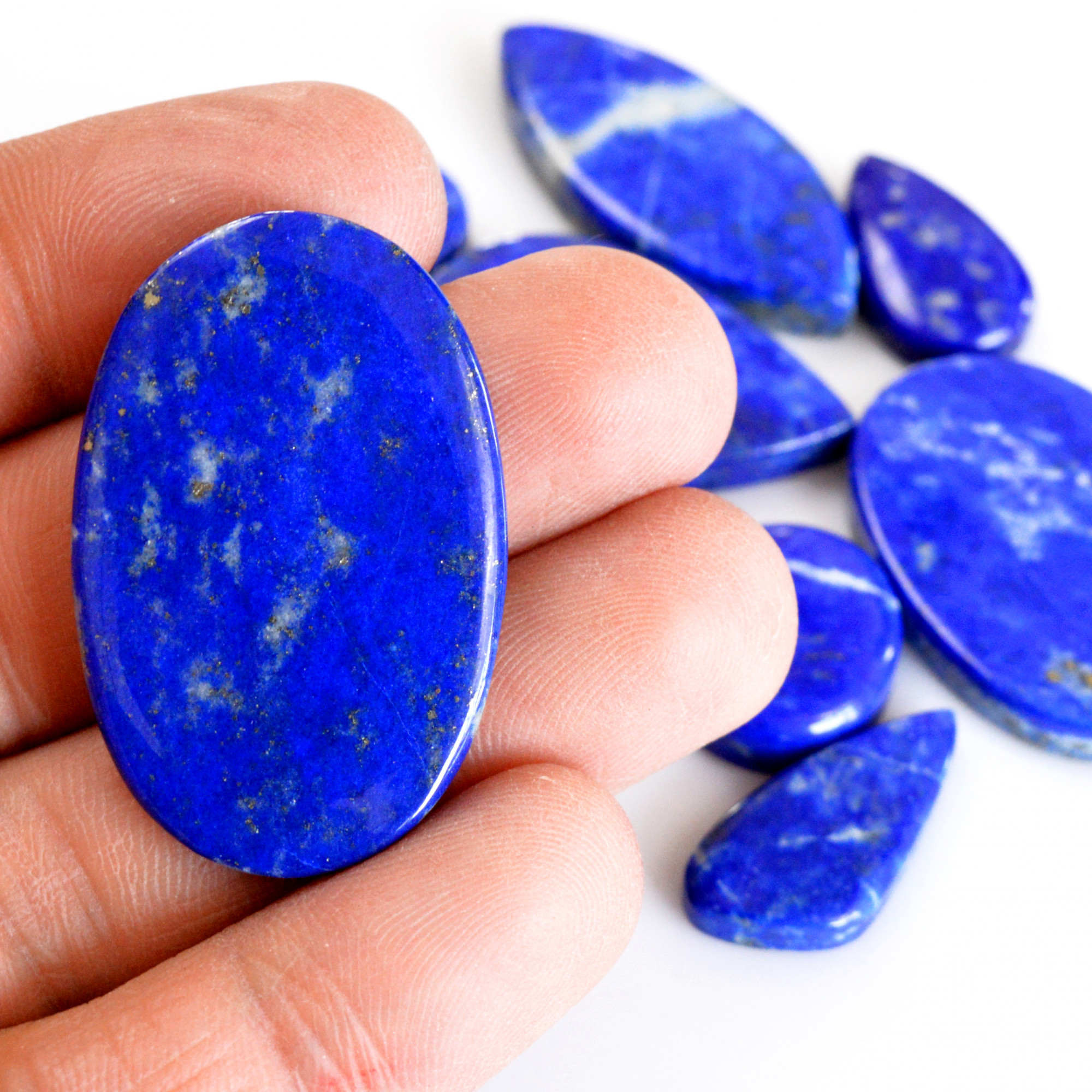 10 Pcs 270 Cts Natural Lapis Lazuli Cabochon Gemstone Lot For Jewelry Making 18x15-38x24mm14096