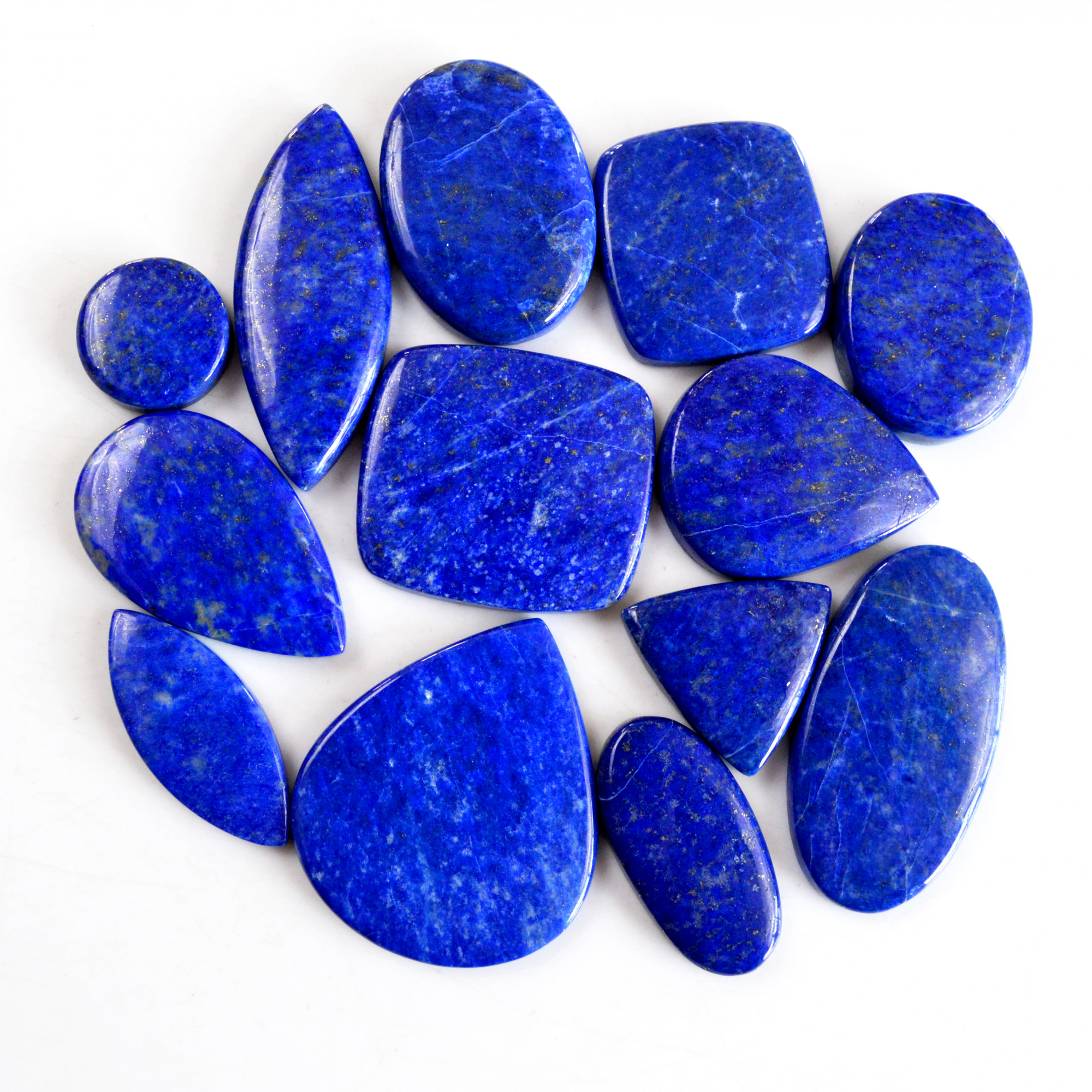 13 Pcs 355 Cts Natural Lapis Lazuli Cabochon Gemstone Lot For Jewelry Making 14x14-34x29mm14097