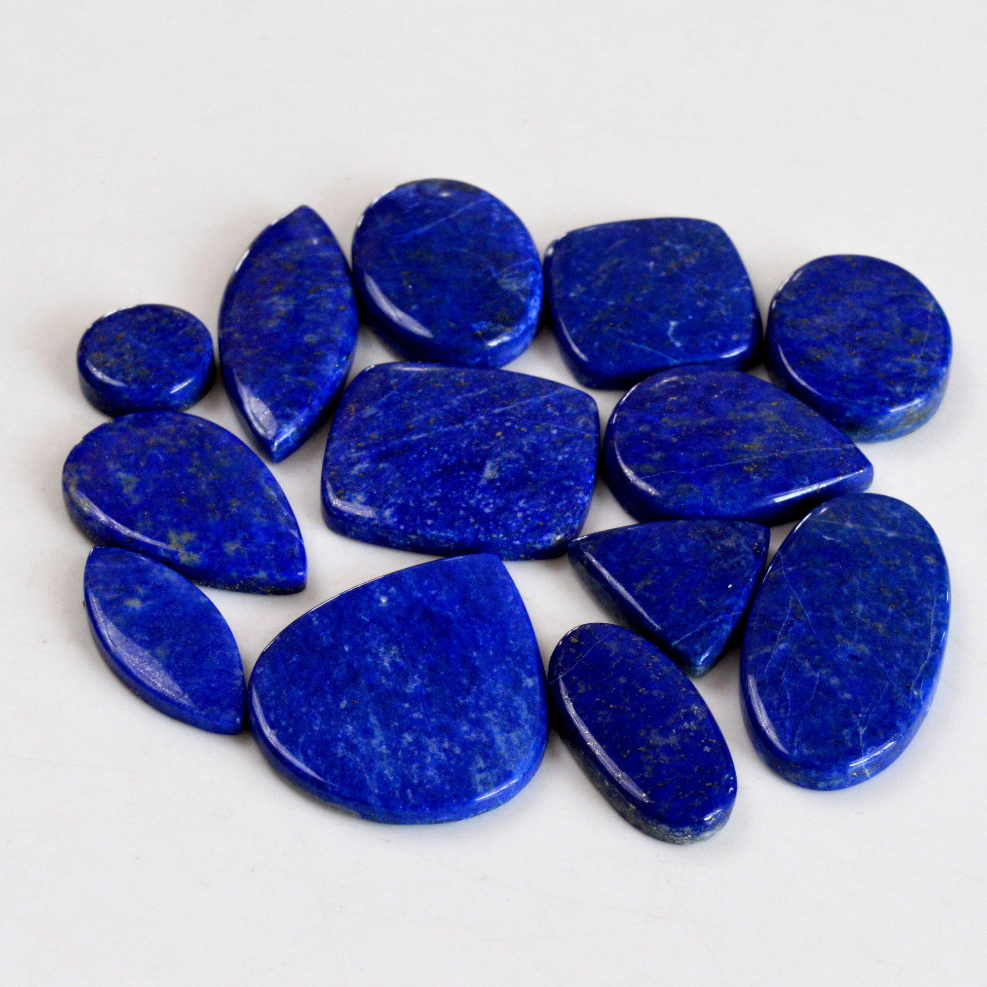 13 Pcs 355 Cts Natural Lapis Lazuli Cabochon Gemstone Lot For Jewelry Making 14x14-34x29mm14097