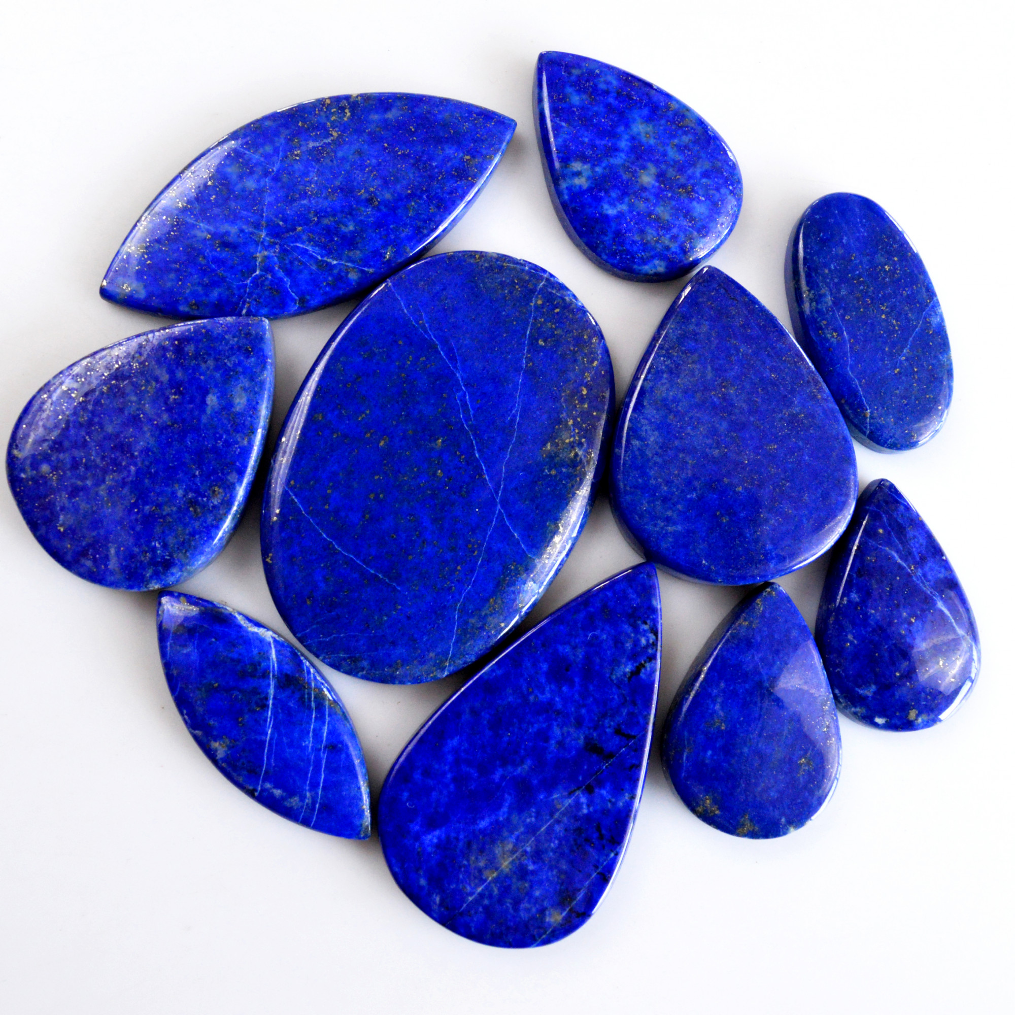 10 Pcs 483 Cts Natural Lapis Lazuli Cabochon Gemstone Lot For Jewelry Making 27x19-50x34mm14098