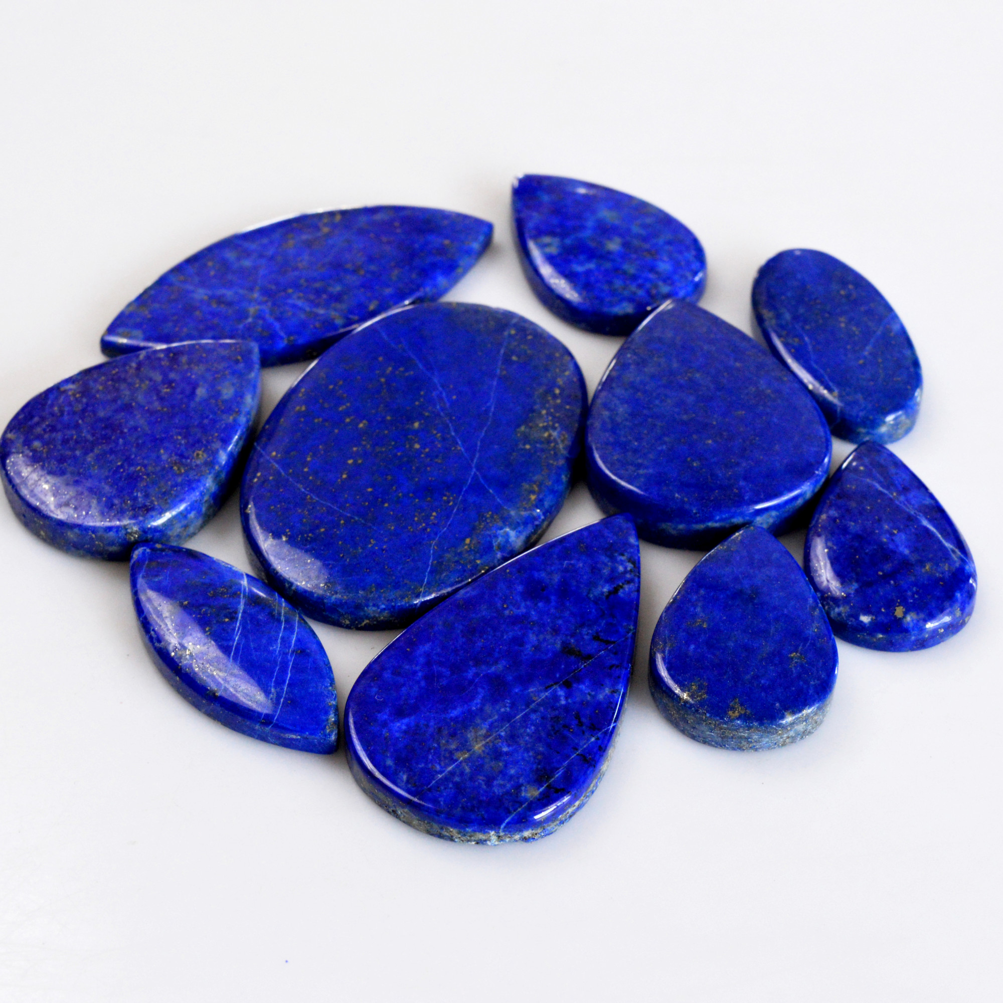 10 Pcs 483 Cts Natural Lapis Lazuli Cabochon Gemstone Lot For Jewelry Making 27x19-50x34mm14098