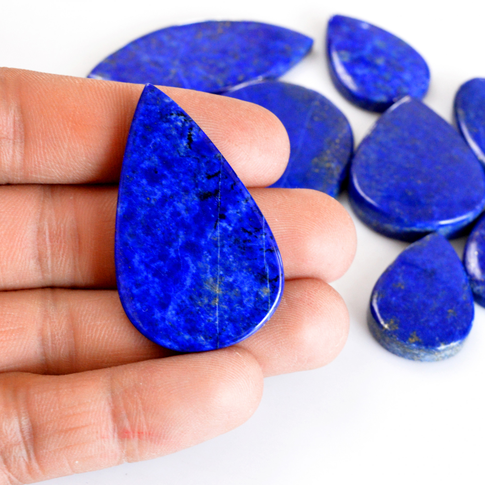 10 Pcs 483 Cts Natural Lapis Lazuli Cabochon Gemstone Lot For Jewelry Making 27x19-50x34mm14098