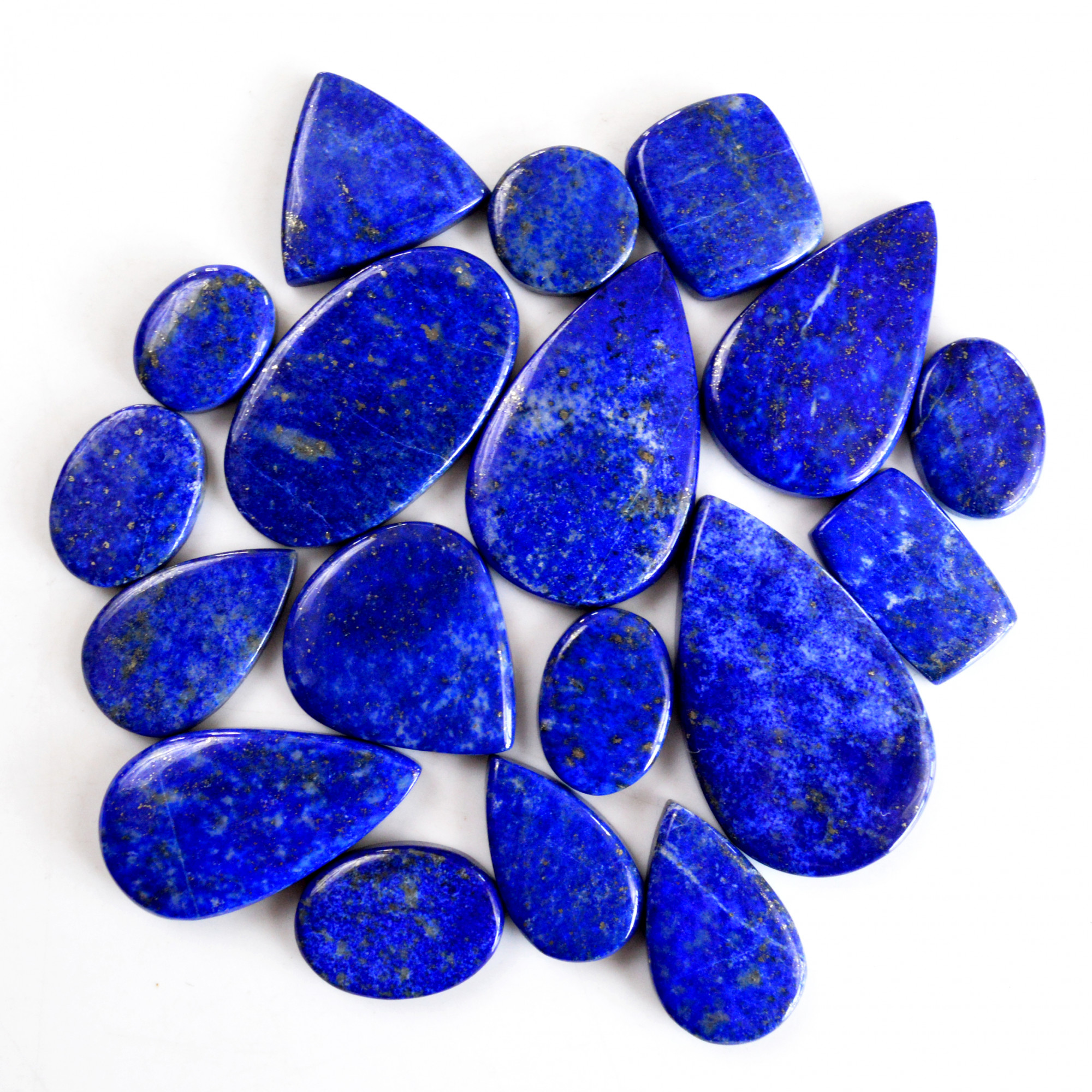 18 Pcs 413 Cts Natural Lapis Lazuli Cabochon Gemstone Lot For Jewelry Making 15x12-40x23mm14099