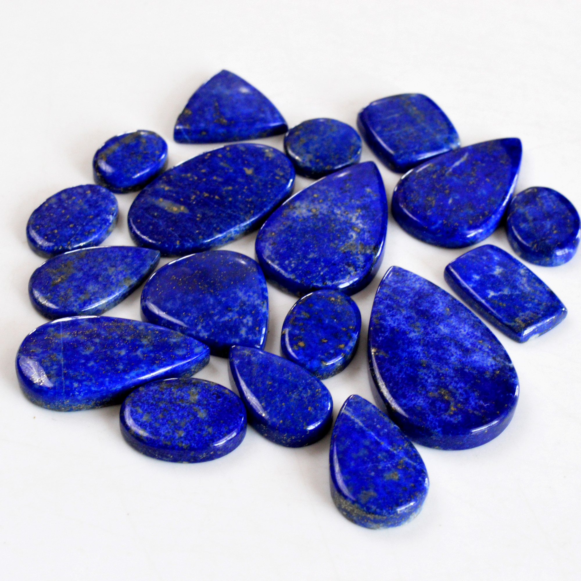 18 Pcs 413 Cts Natural Lapis Lazuli Cabochon Gemstone Lot For Jewelry Making 15x12-40x23mm14099