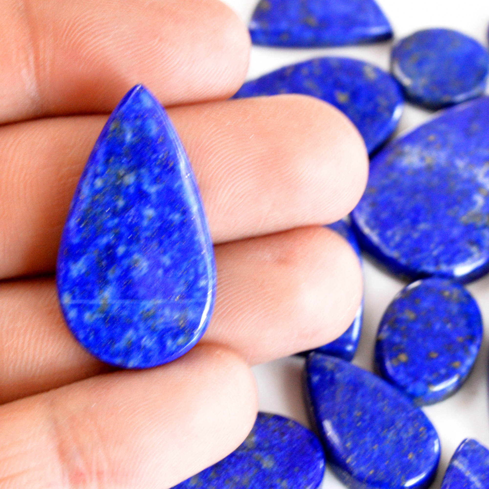 18 Pcs 413 Cts Natural Lapis Lazuli Cabochon Gemstone Lot For Jewelry Making 15x12-40x23mm14099