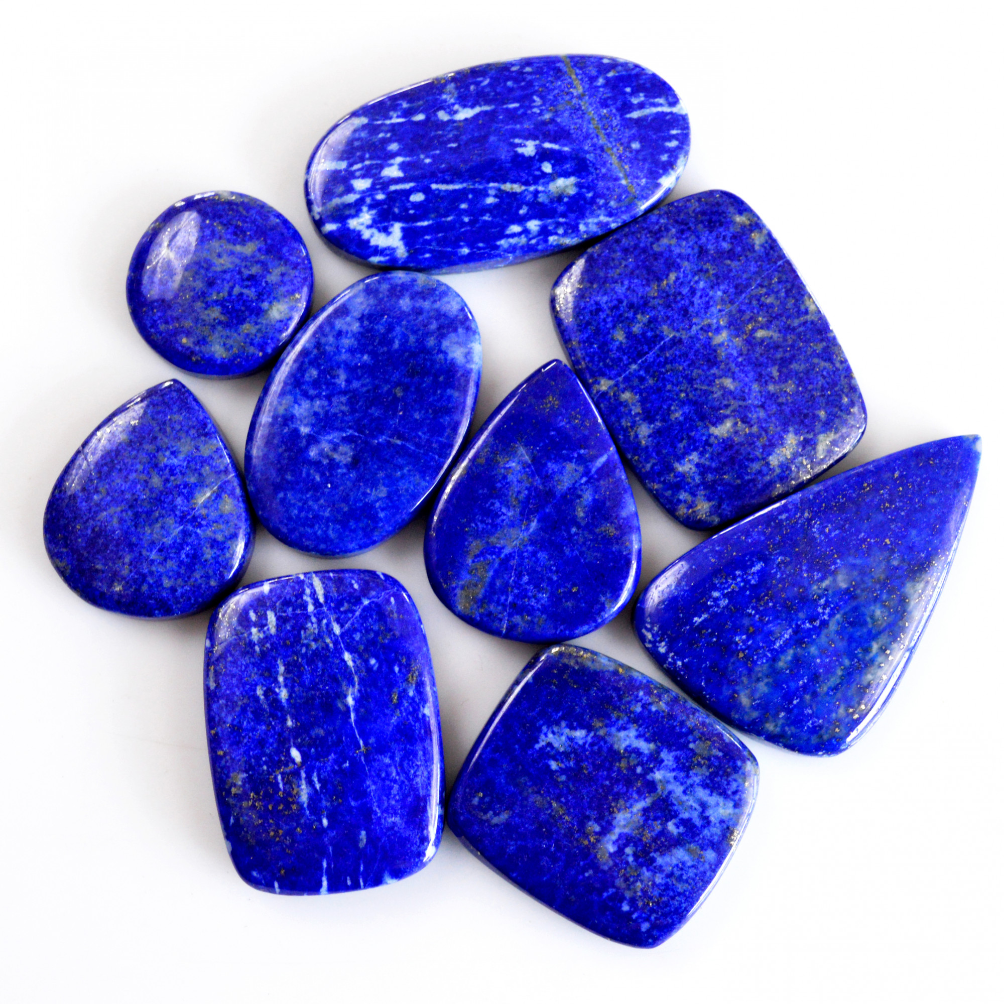 9 Pcs 364 Cts Natural Lapis Lazuli Cabochon Gemstone Lot For Jewelry Making 18x18-38x25mm14100