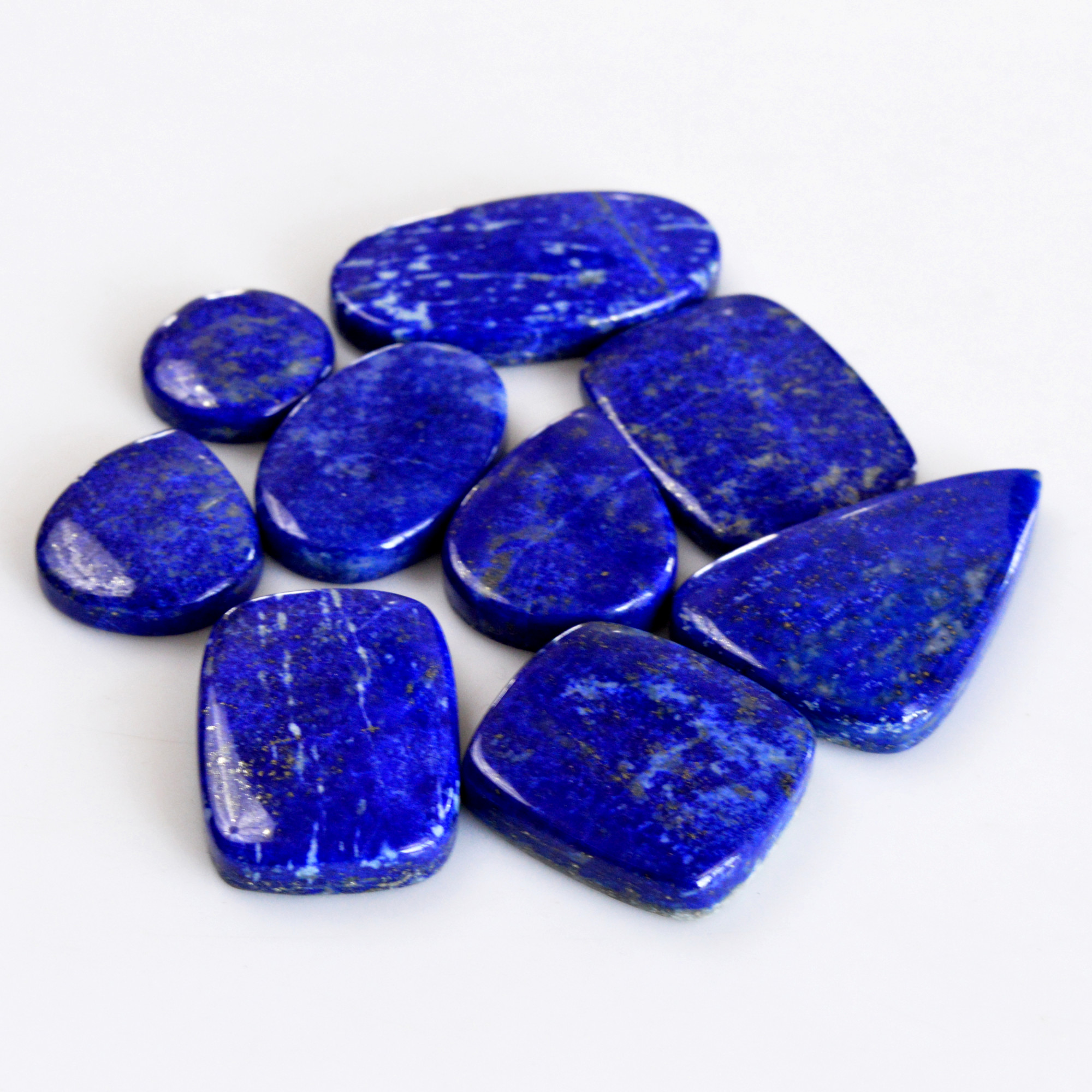 9 Pcs 364 Cts Natural Lapis Lazuli Cabochon Gemstone Lot For Jewelry Making 18x18-38x25mm14100