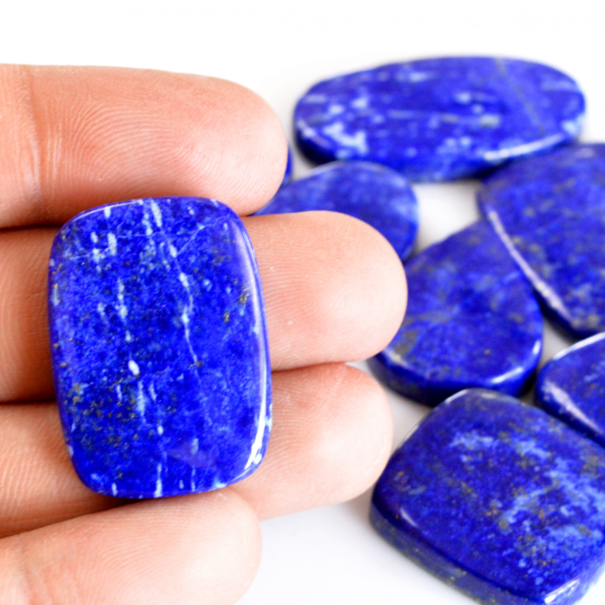 9 Pcs 364 Cts Natural Lapis Lazuli Cabochon Gemstone Lot For Jewelry Making 18x18-38x25mm14100