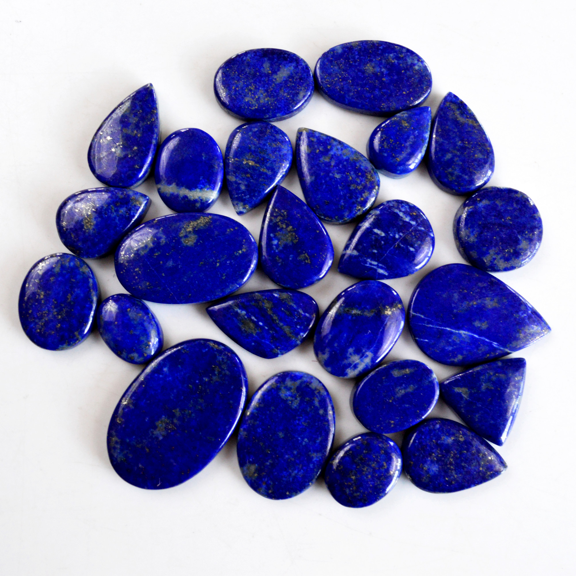 24 Pcs 346 Cts Natural Lapis Lazuli Cabochon Gemstone Lot For Jewelry Making 13x9-30x20mm14101