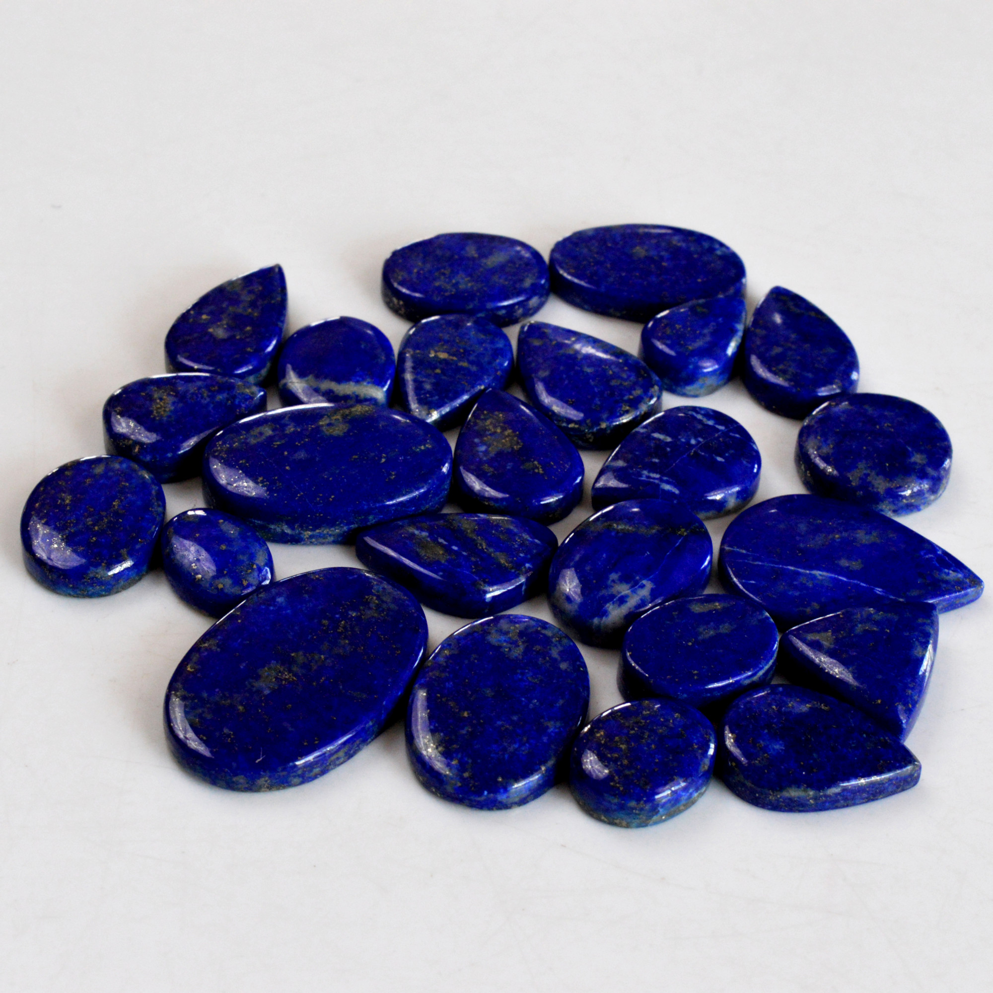 24 Pcs 346 Cts Natural Lapis Lazuli Cabochon Gemstone Lot For Jewelry Making 13x9-30x20mm14101