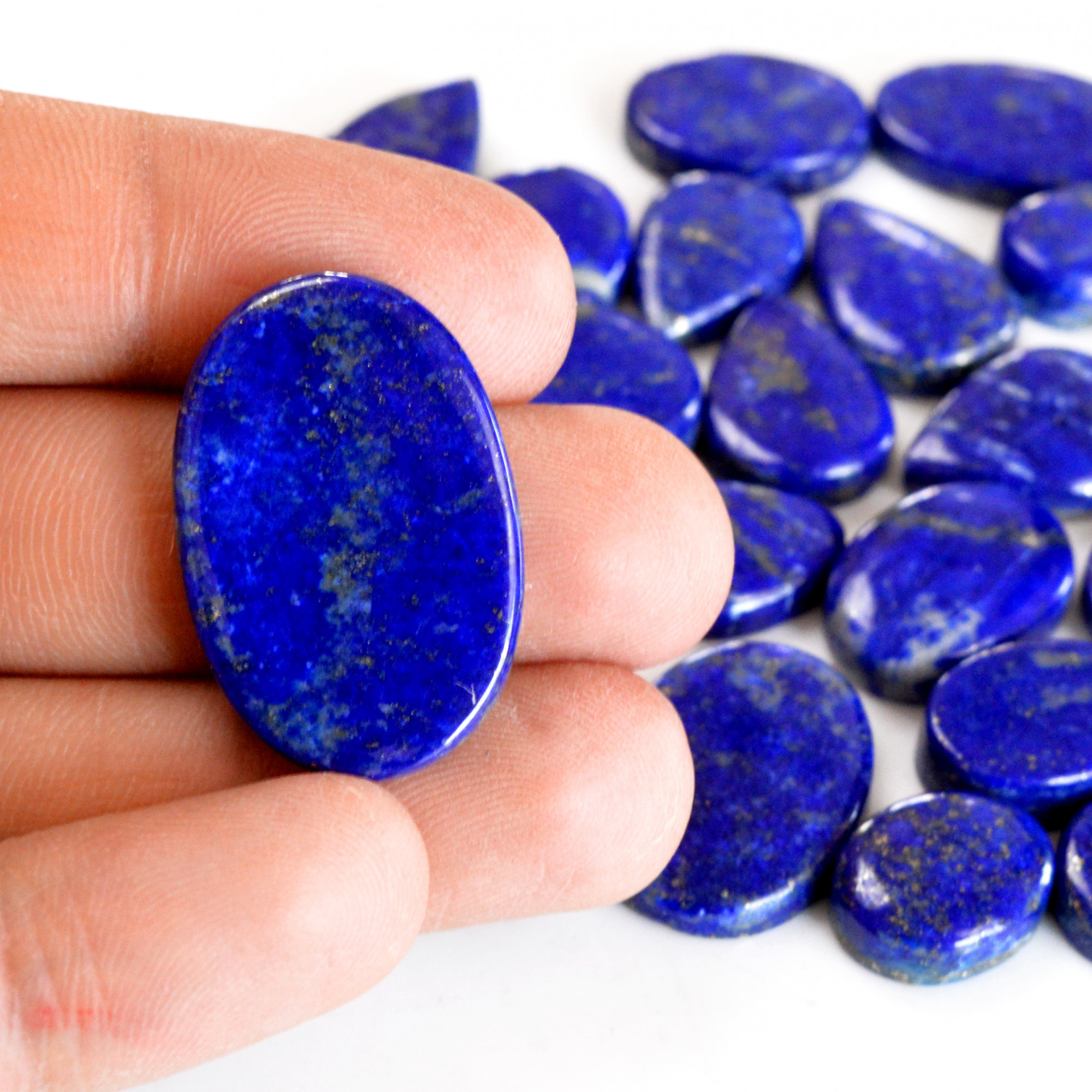 24 Pcs 346 Cts Natural Lapis Lazuli Cabochon Gemstone Lot For Jewelry Making 13x9-30x20mm14101