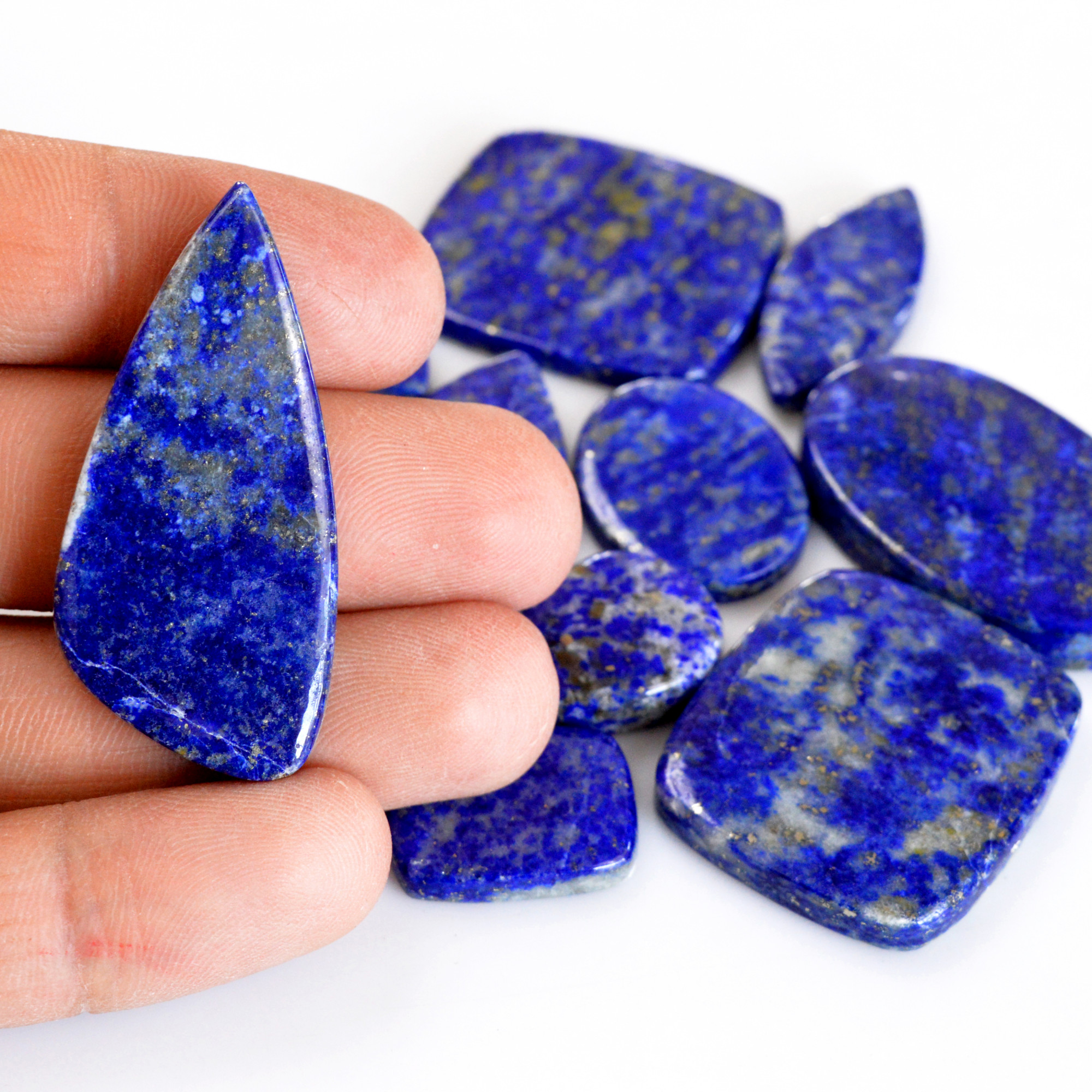 10 Pcs 359 Cts Natural Lapis Lazuli Cabochon Gemstone Lot For Jewelry Making 19x14-50x20mm14102